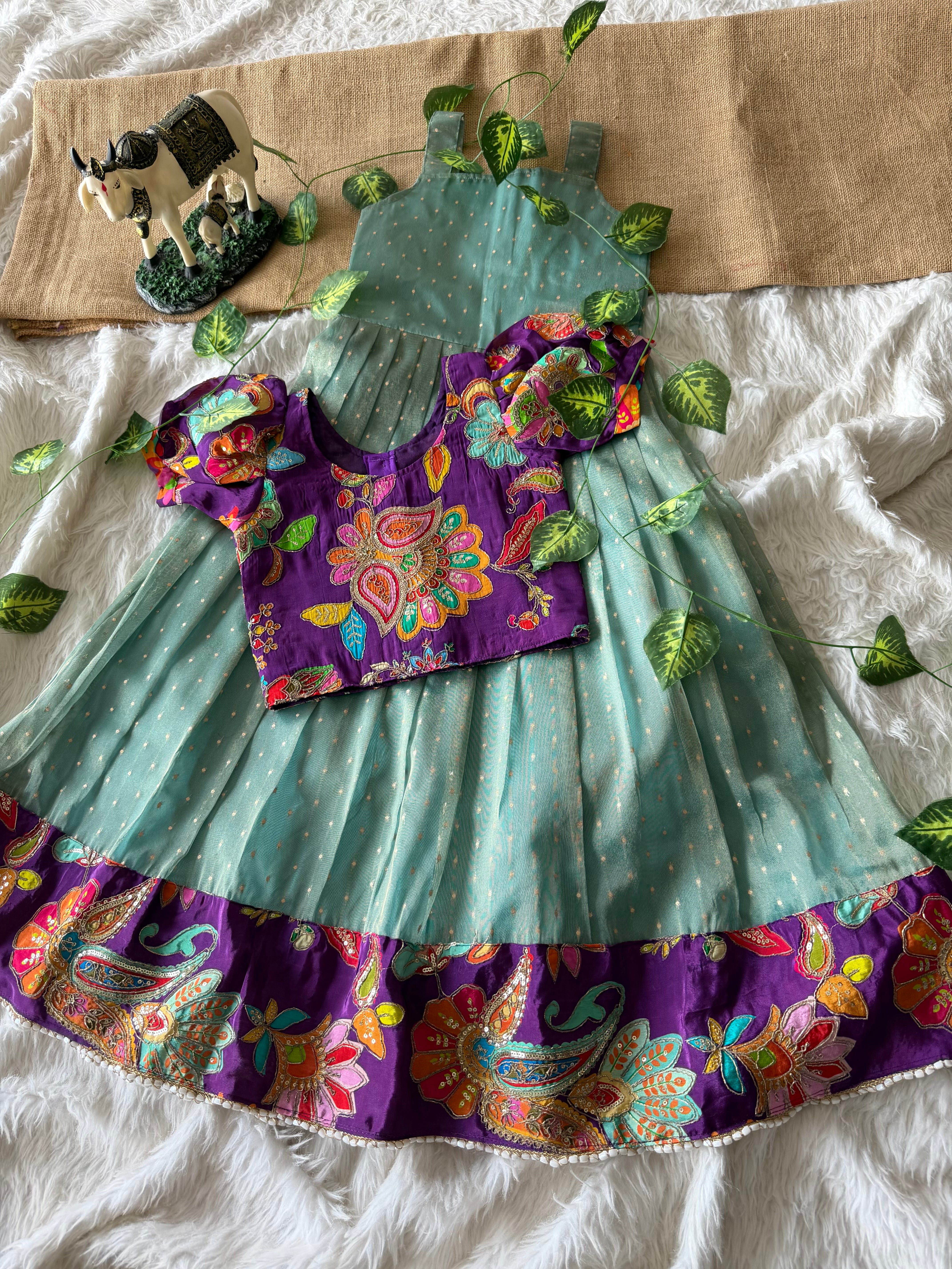 ✨ “Ethniq Petals” | Kids Gown with Coat | Code: SA2027