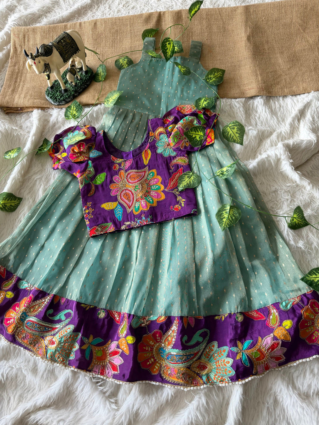 ✨ “Ethniq Petals” | Kids Gown with Coat | Code: SA2027