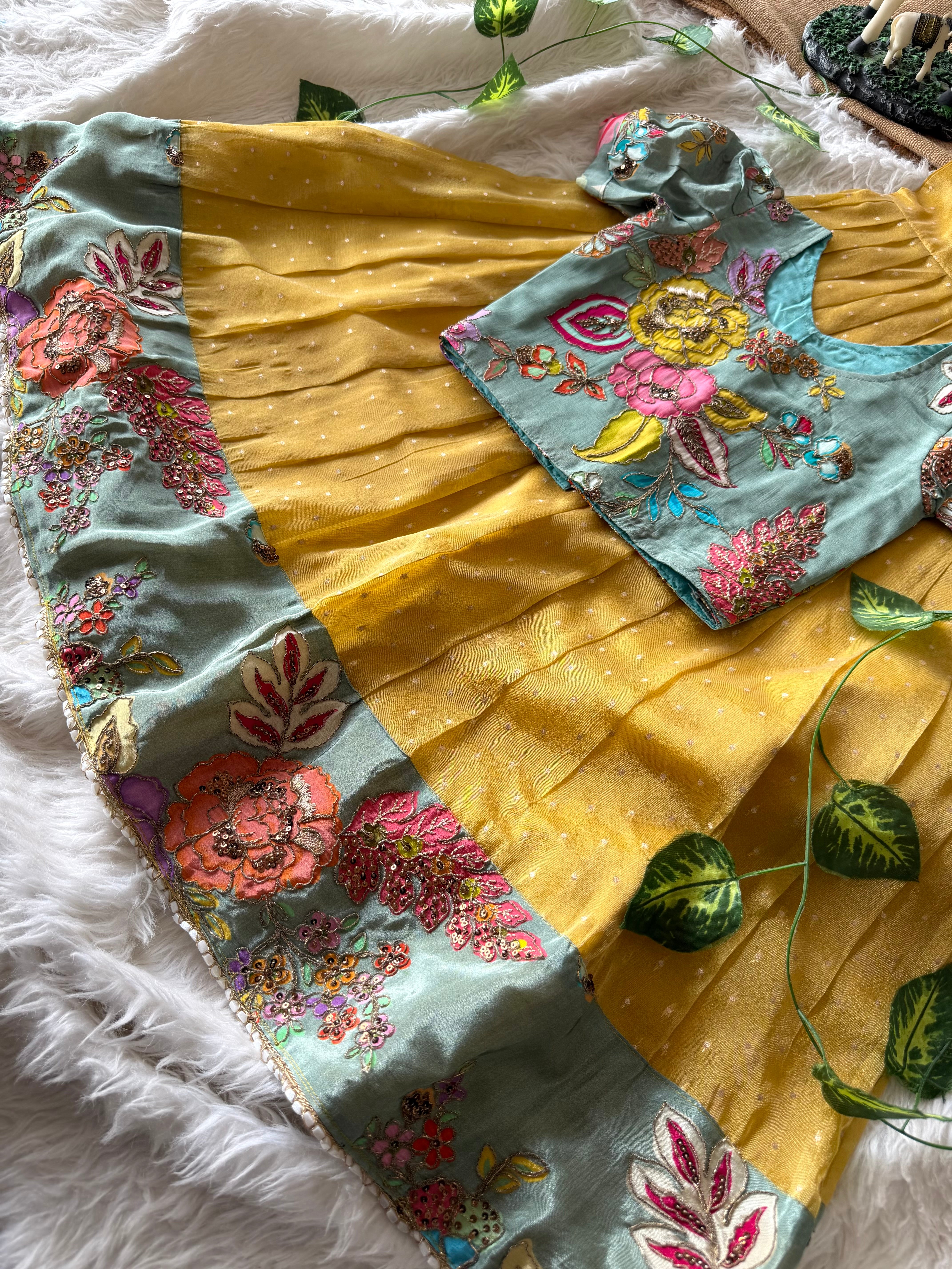 ✨ “Ethniq Petals” | Kids Gown with Coat | Code: SA2027