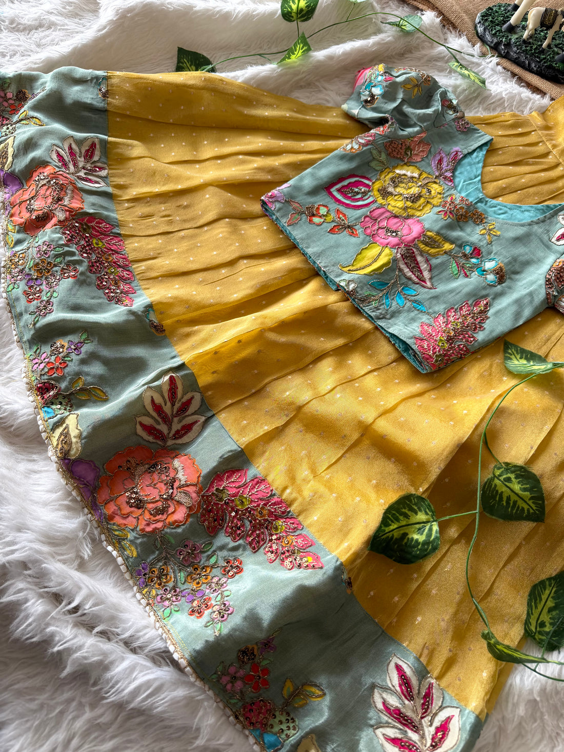 ✨ “Ethniq Petals” | Kids Gown with Coat | Code: SA2027