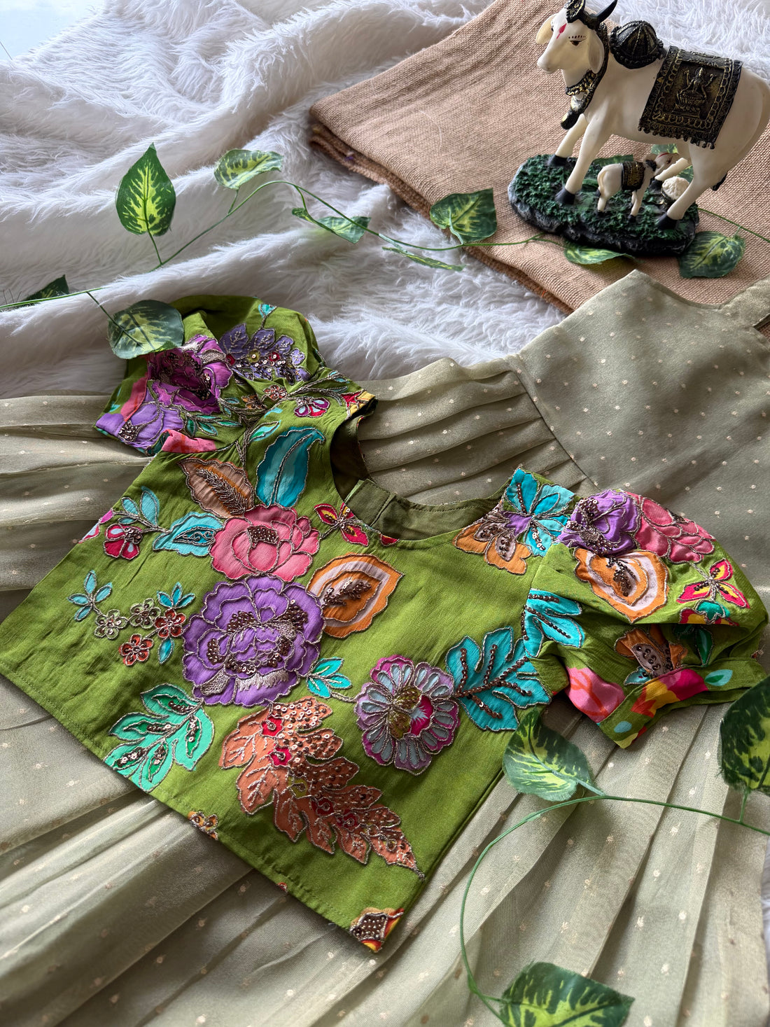 ✨ “Ethniq Petals” | Kids Gown with Coat | Code: SA2027
