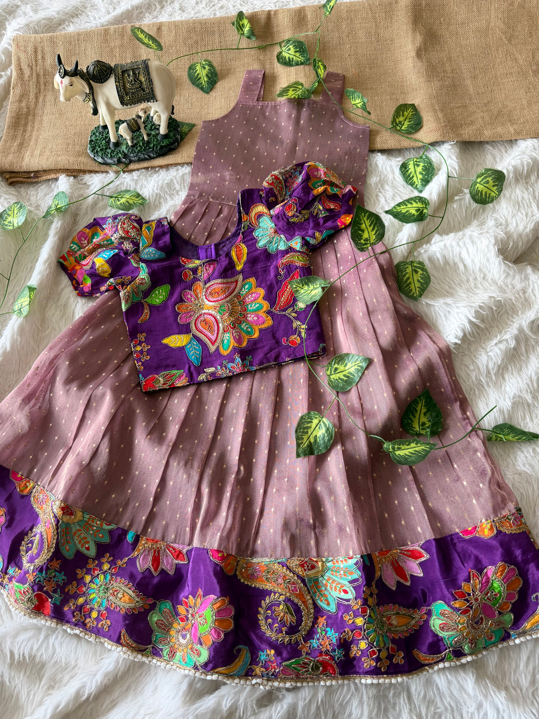 ✨ “Ethniq Petals” | Kids Gown with Coat | Code: SA2027