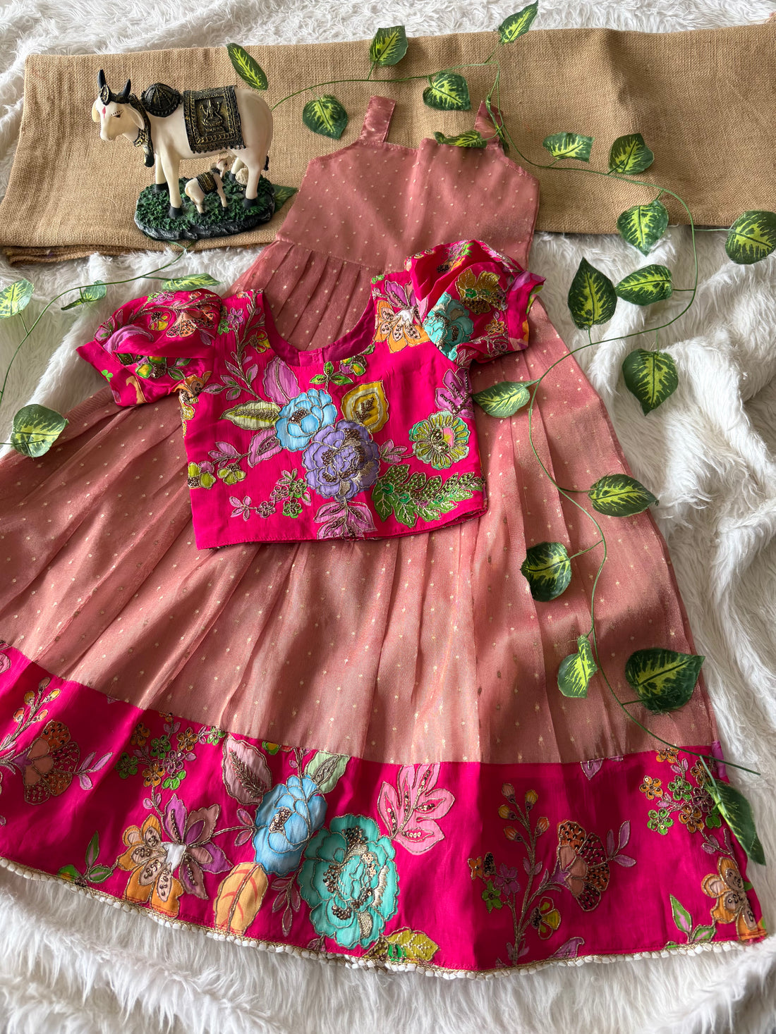 ✨ “Ethniq Petals” | Kids Gown with Coat | Code: SA2027
