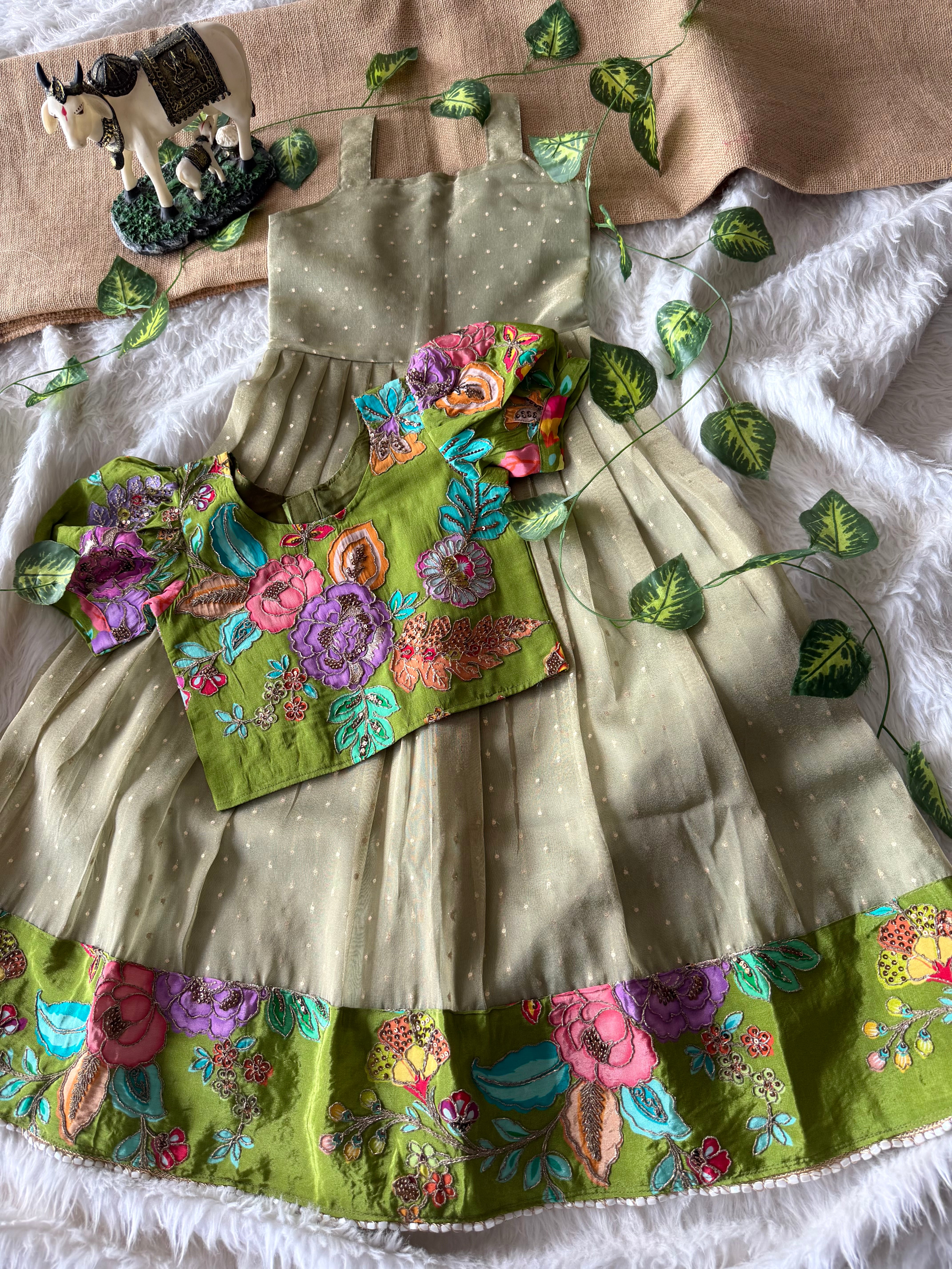 ✨ “Ethniq Petals” | Kids Gown with Coat | Code: SA2027