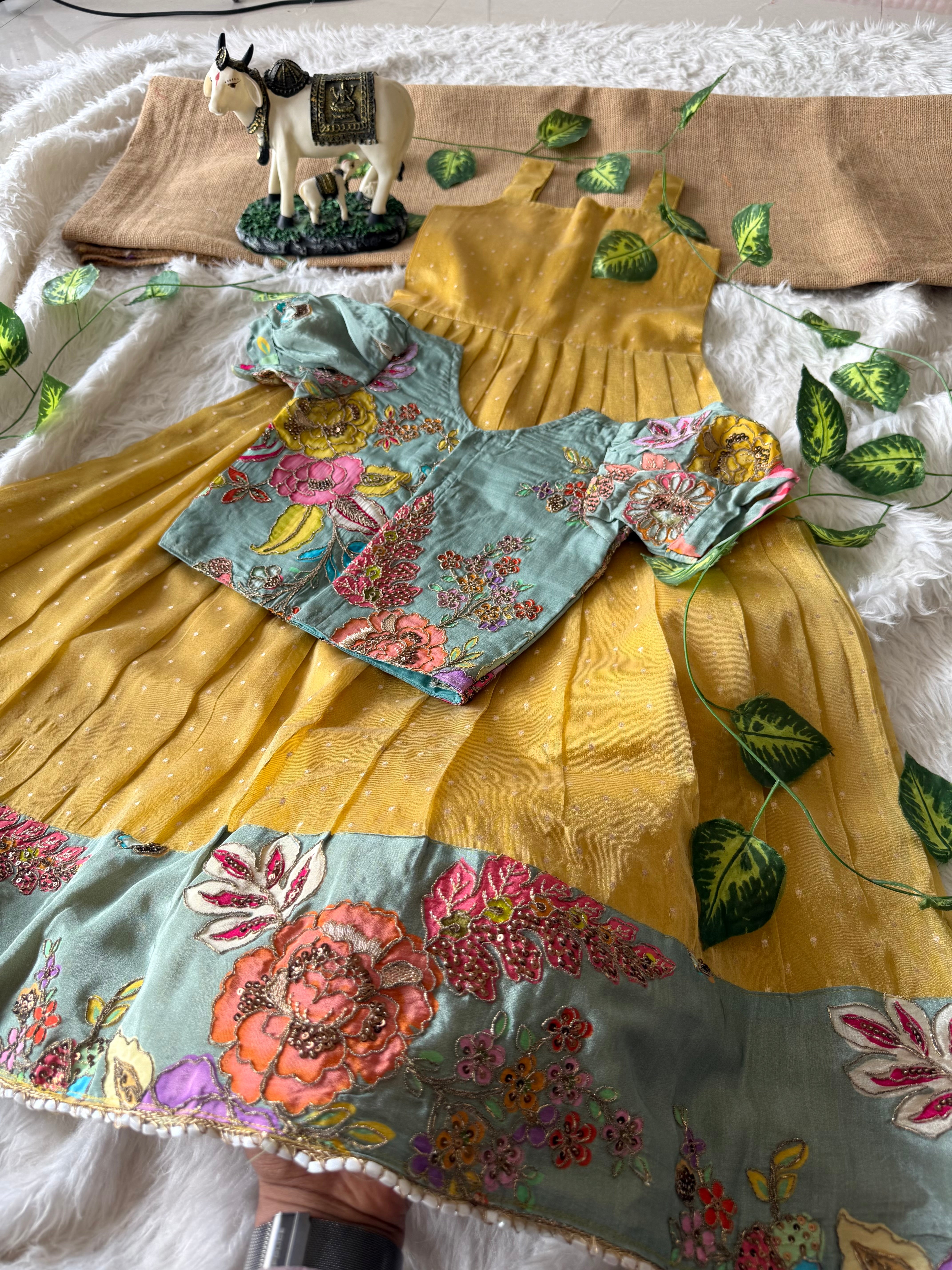 ✨ “Ethniq Petals” | Kids Gown with Coat | Code: SA2027