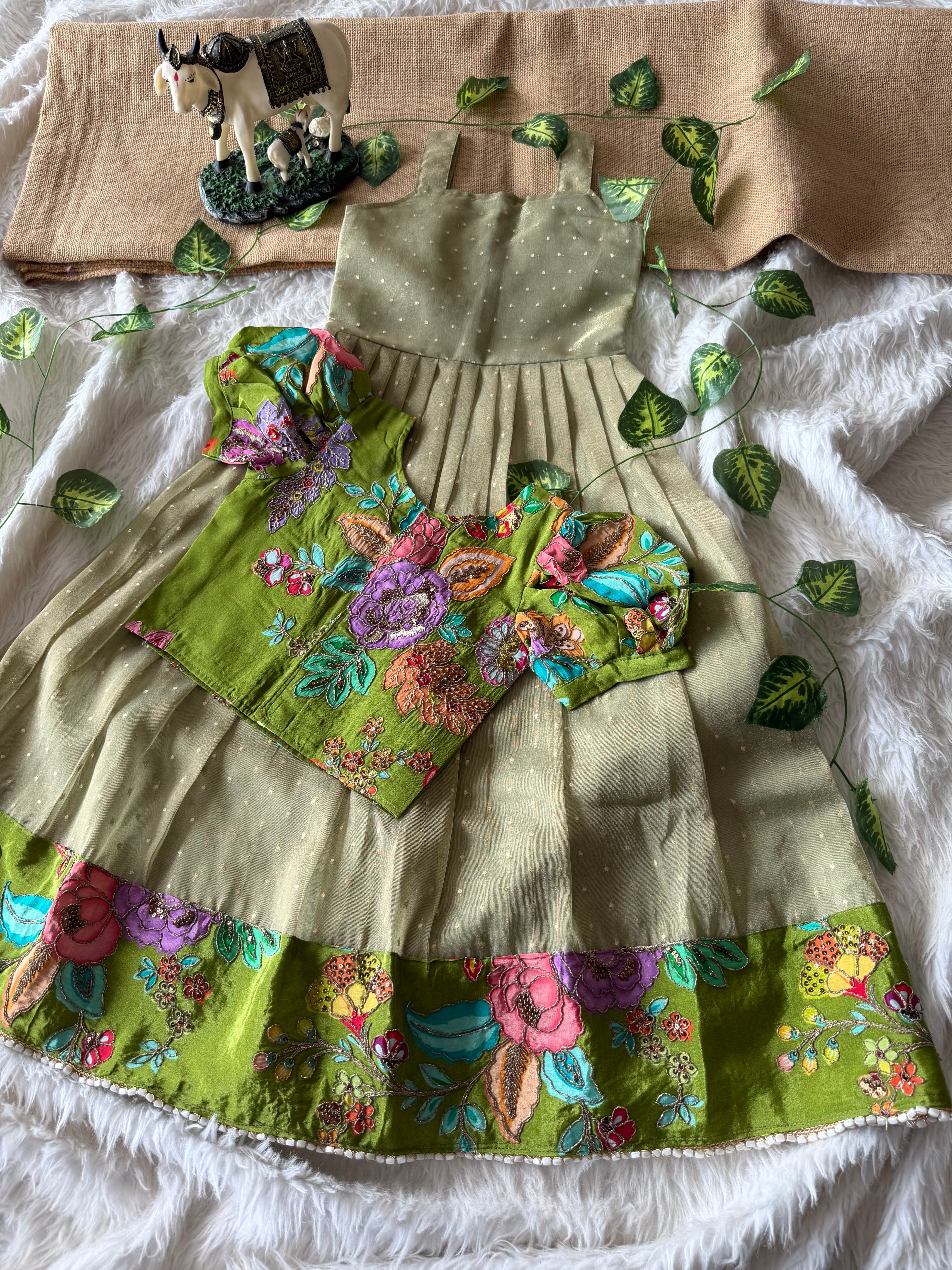 ✨ “Ethniq Petals” | Kids Gown with Coat | Code: SA2027