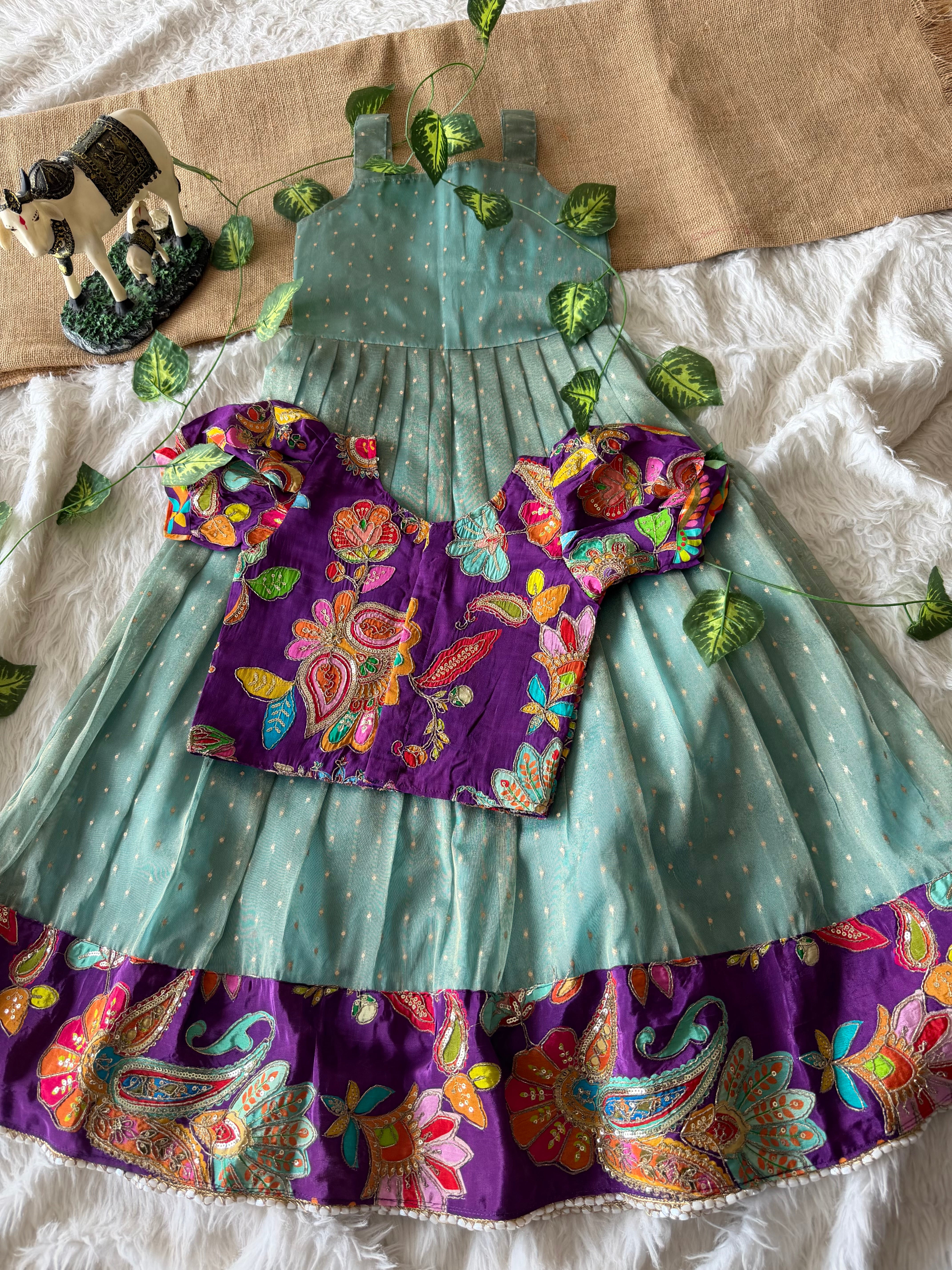 ✨ “Ethniq Petals” | Kids Gown with Coat | Code: SA2027