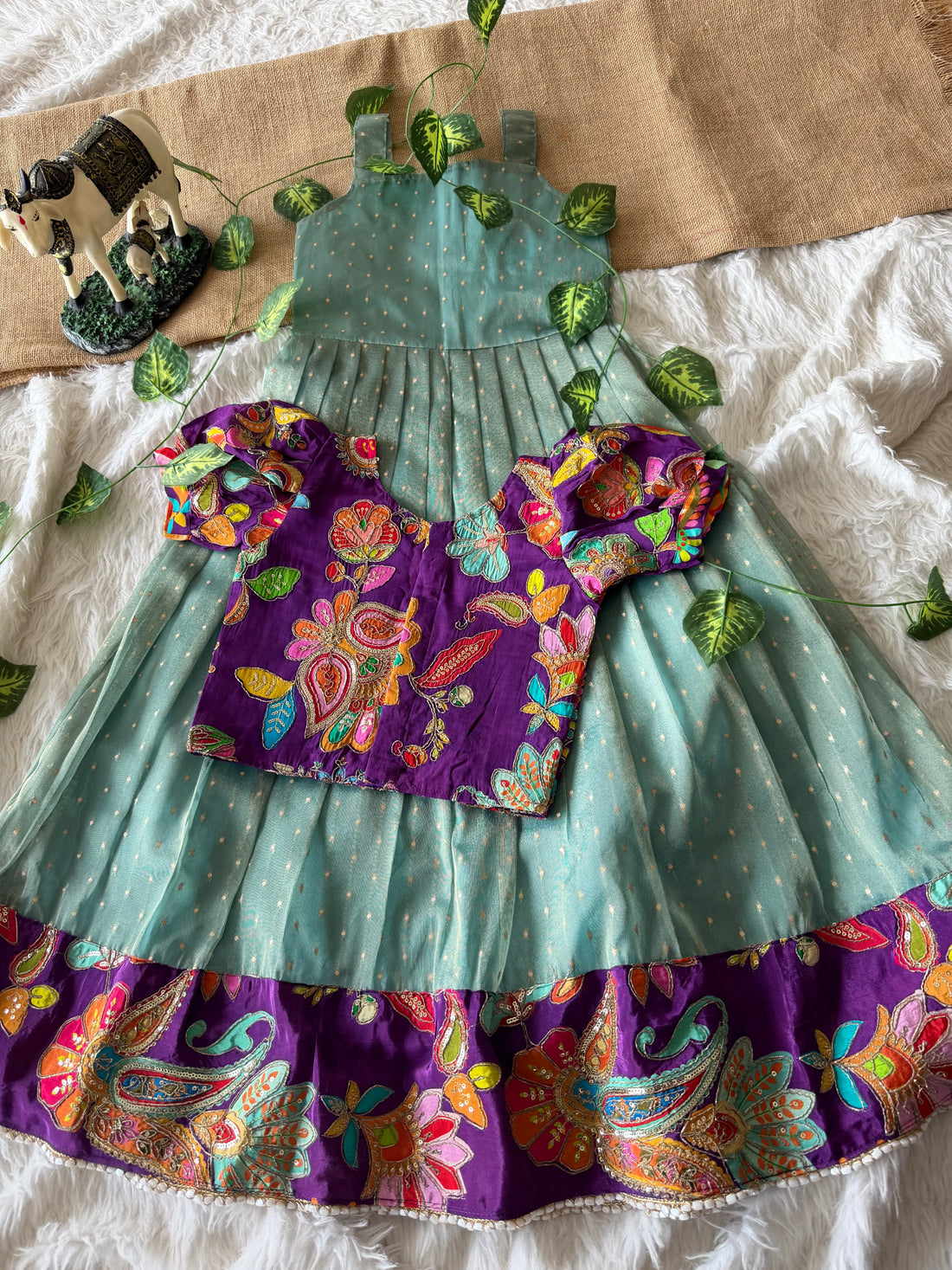 ✨ “Ethniq Petals” | Kids Gown with Coat | Code: SA2027