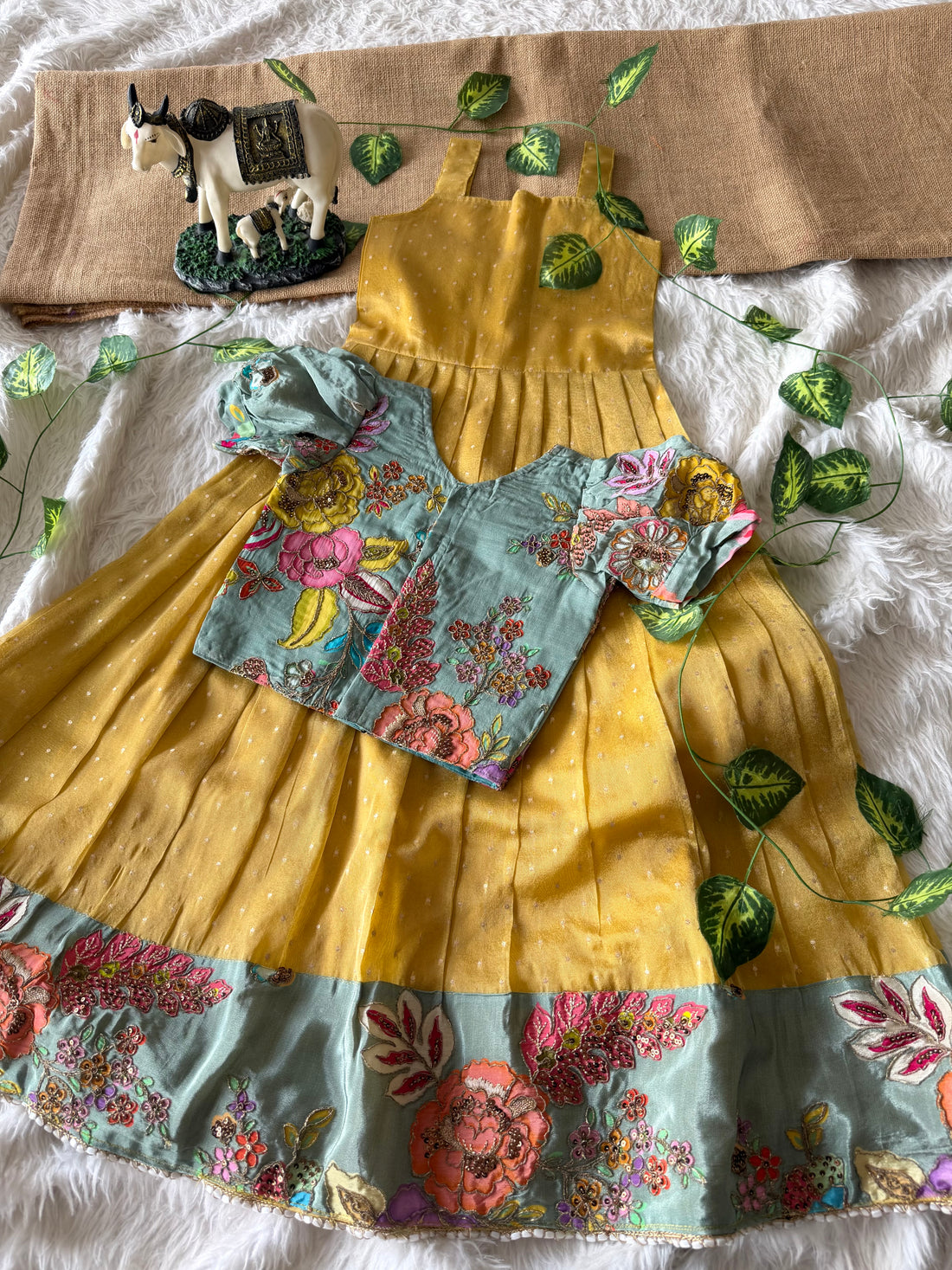 ✨ “Ethniq Petals” | Kids Gown with Coat | Code: SA2027