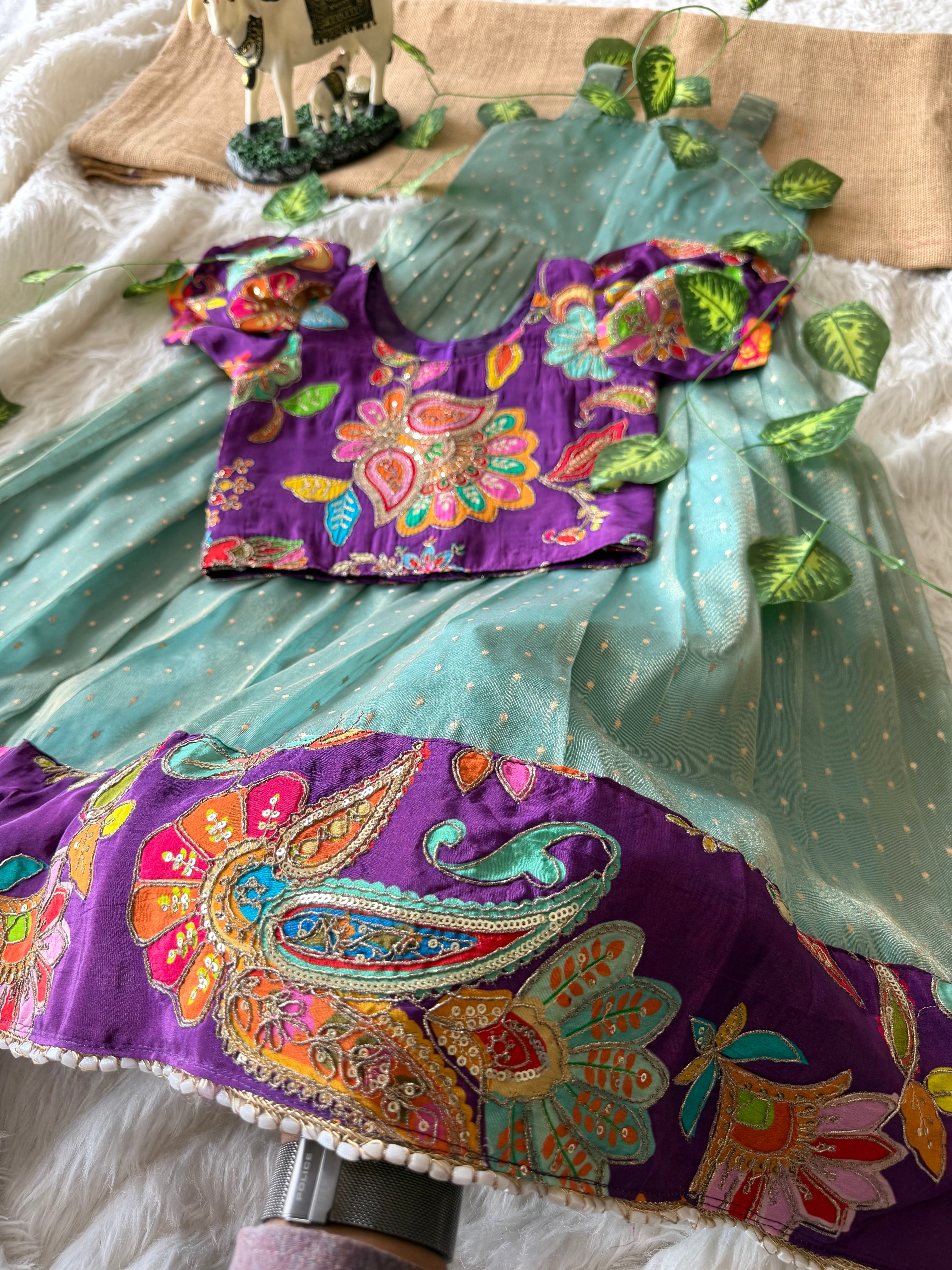 ✨ “Ethniq Petals” | Kids Gown with Coat | Code: SA2027