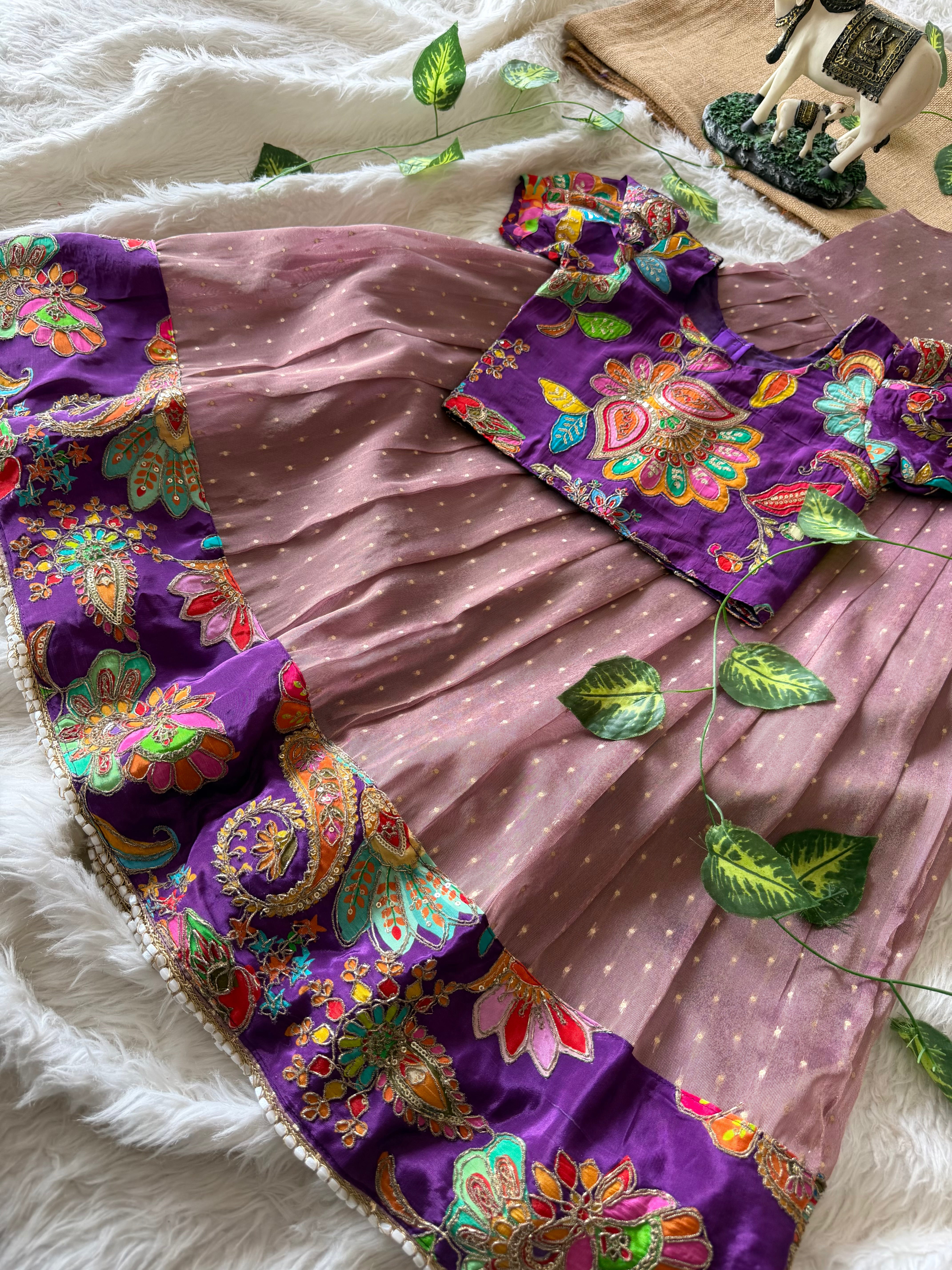 ✨ “Ethniq Petals” | Kids Gown with Coat | Code: SA2027