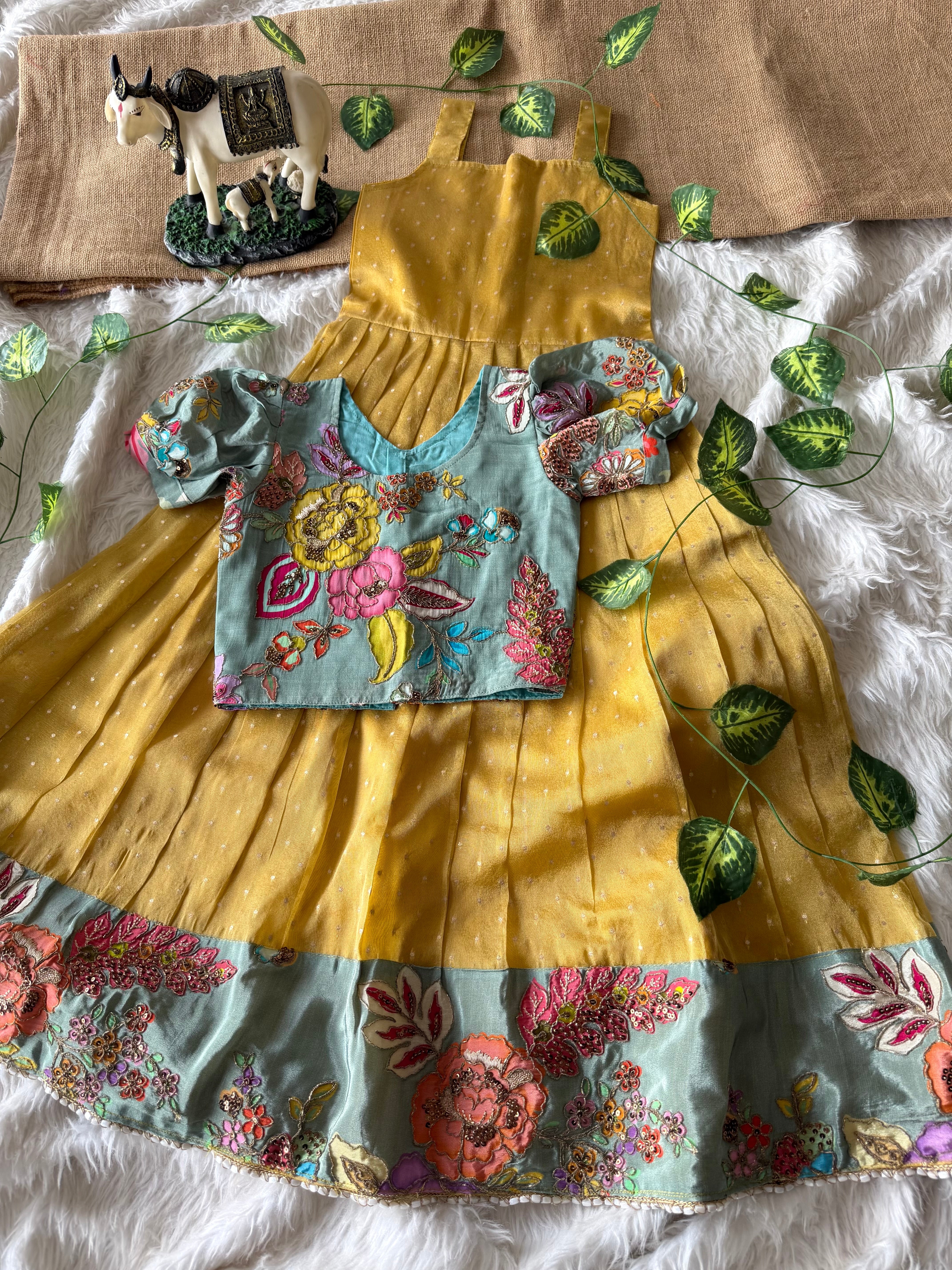 ✨ “Ethniq Petals” | Kids Gown with Coat | Code: SA2027