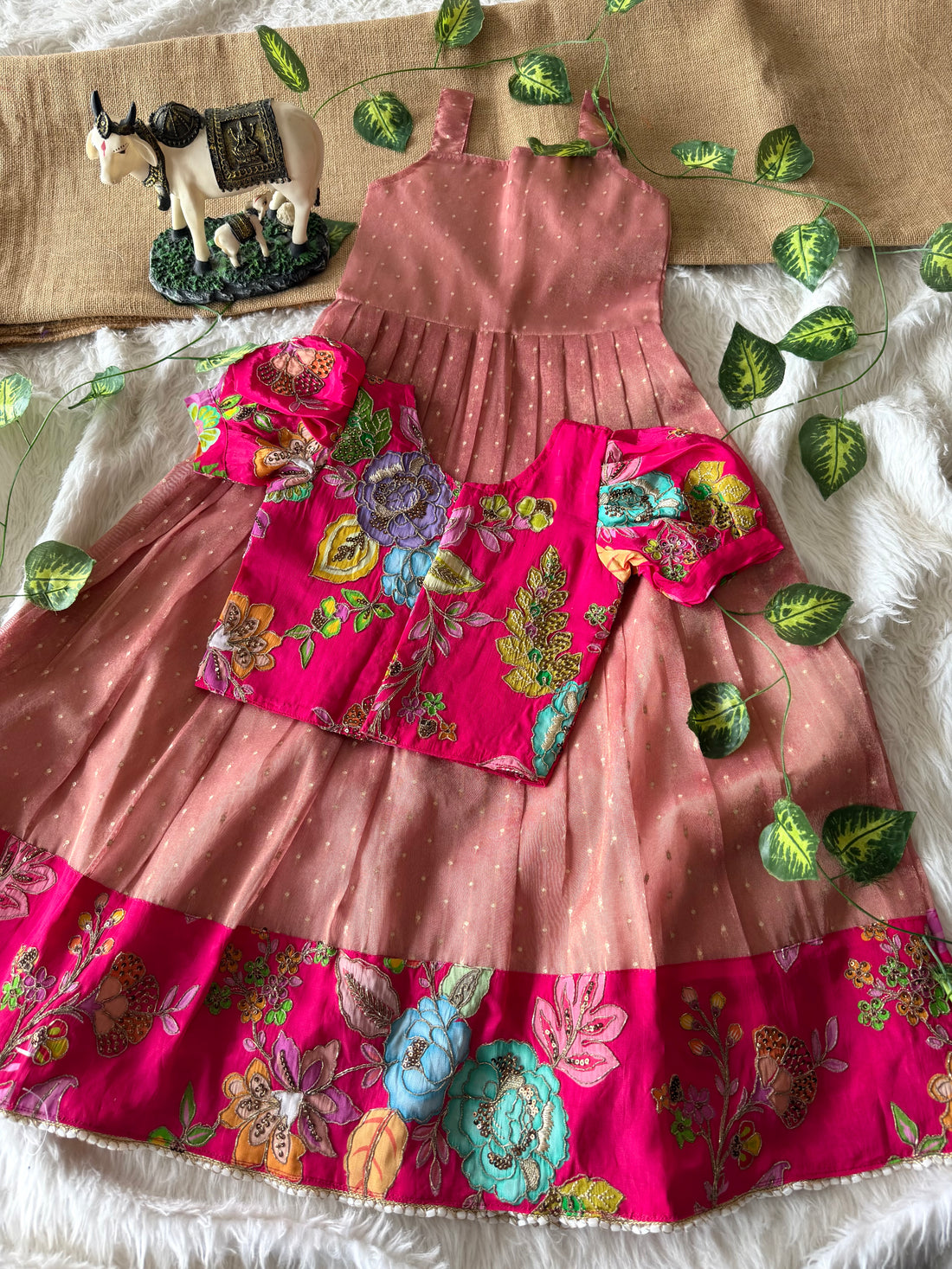 ✨ “Ethniq Petals” | Kids Gown with Coat | Code: SA2027