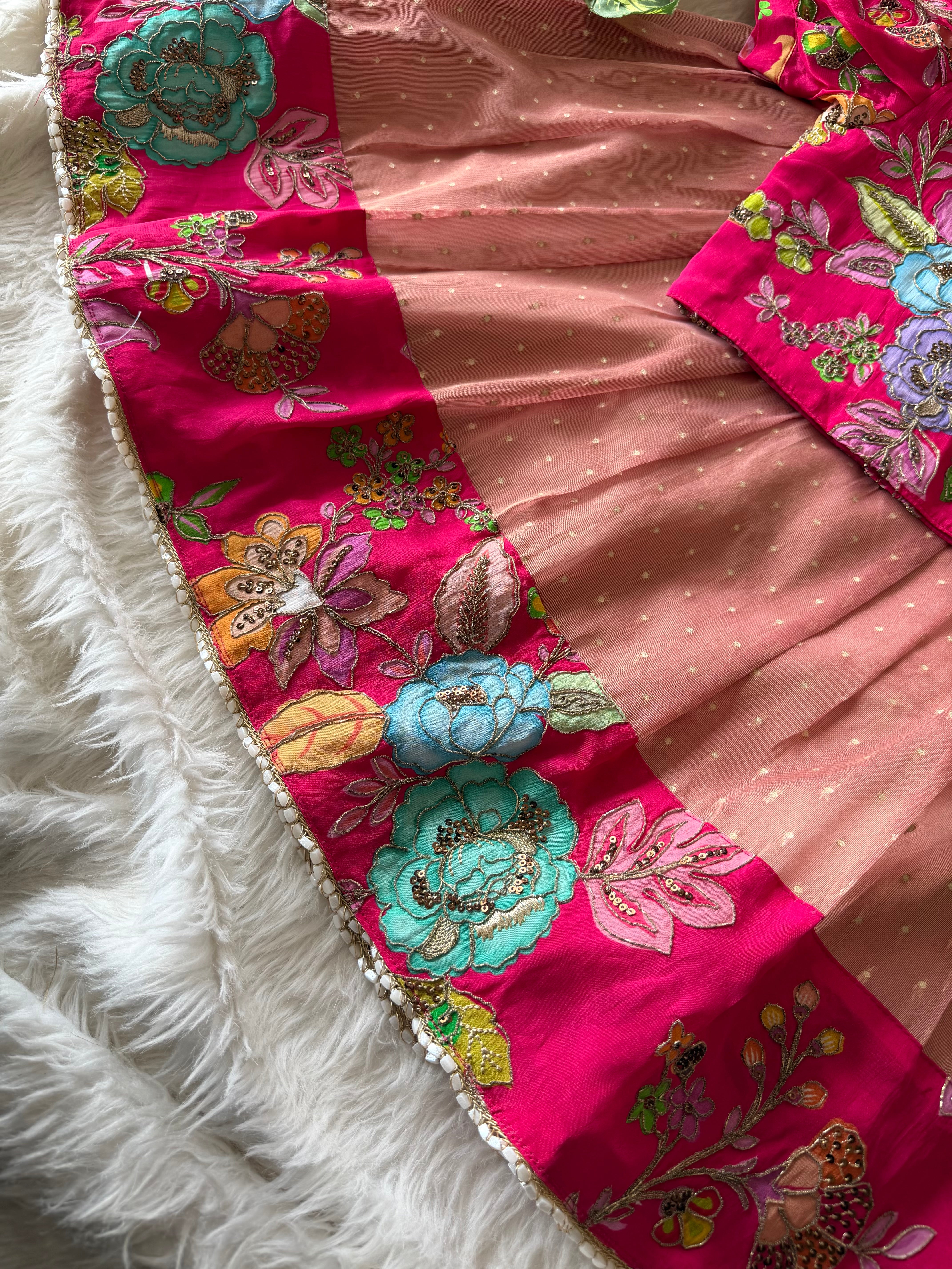 ✨ “Ethniq Petals” | Kids Gown with Coat | Code: SA2027