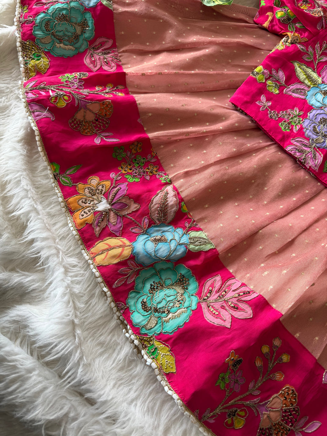 ✨ “Ethniq Petals” | Kids Gown with Coat | Code: SA2027
