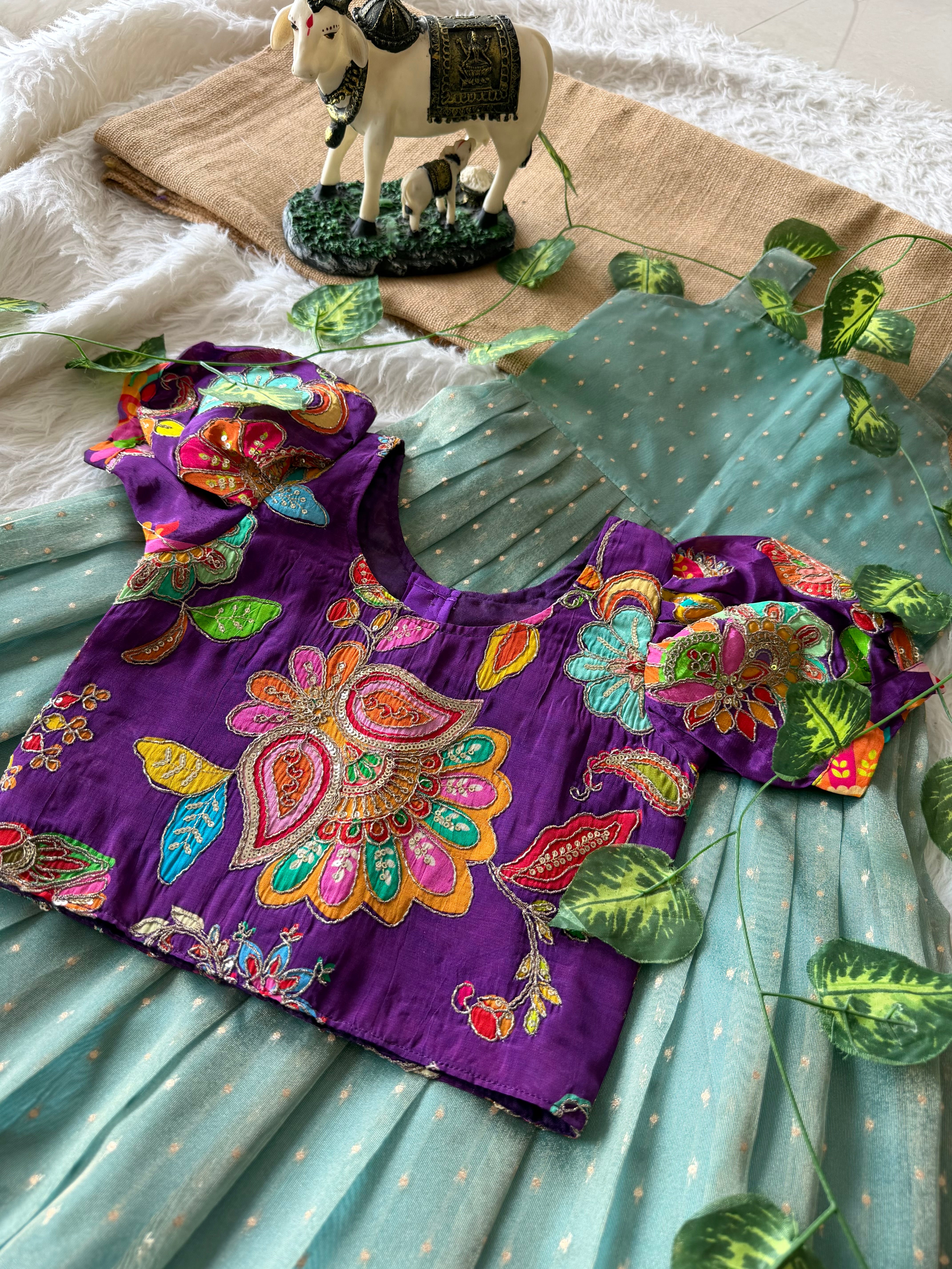 ✨ “Ethniq Petals” | Kids Gown with Coat | Code: SA2027