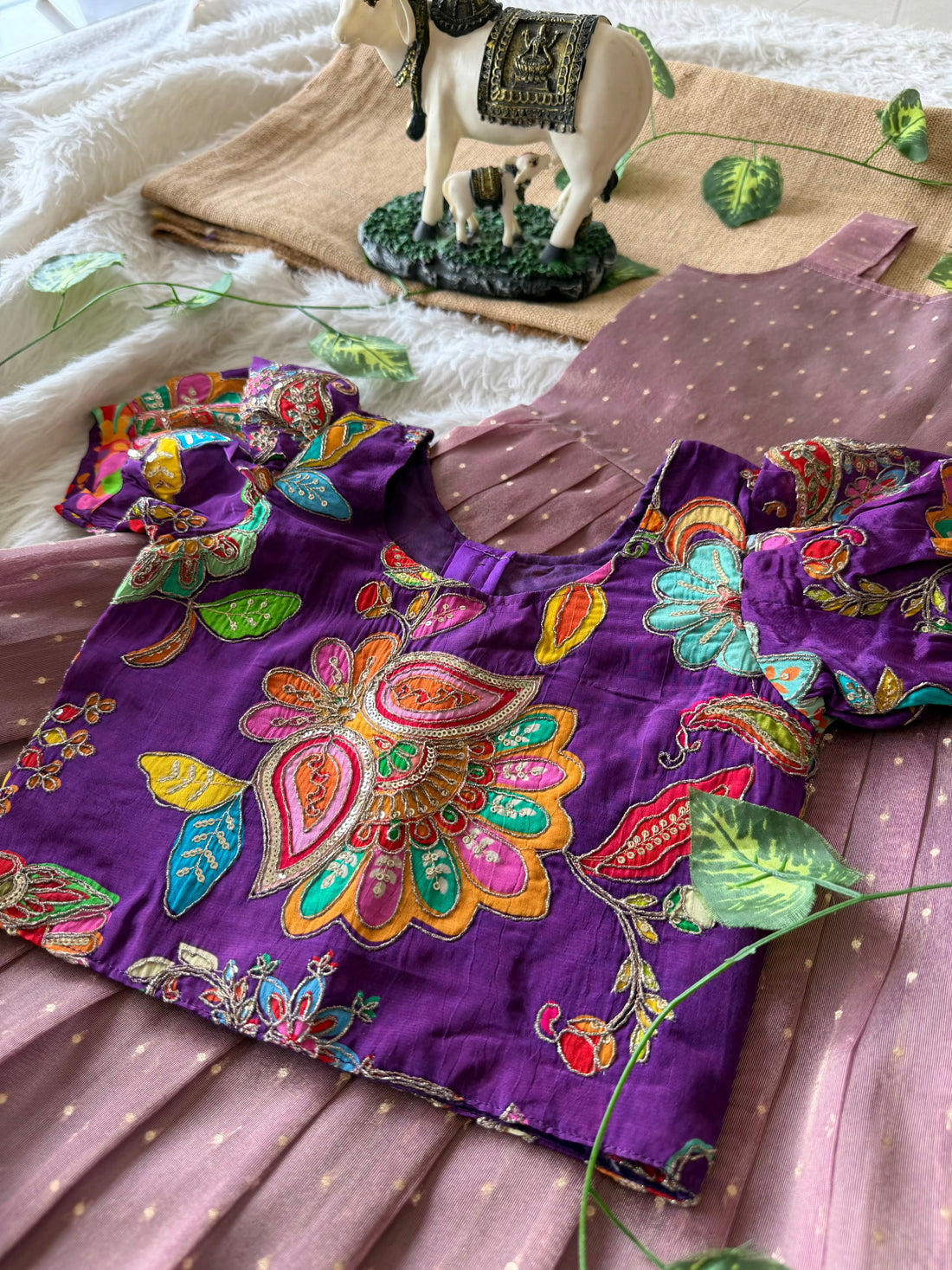 ✨ “Ethniq Petals” | Kids Gown with Coat | Code: SA2027