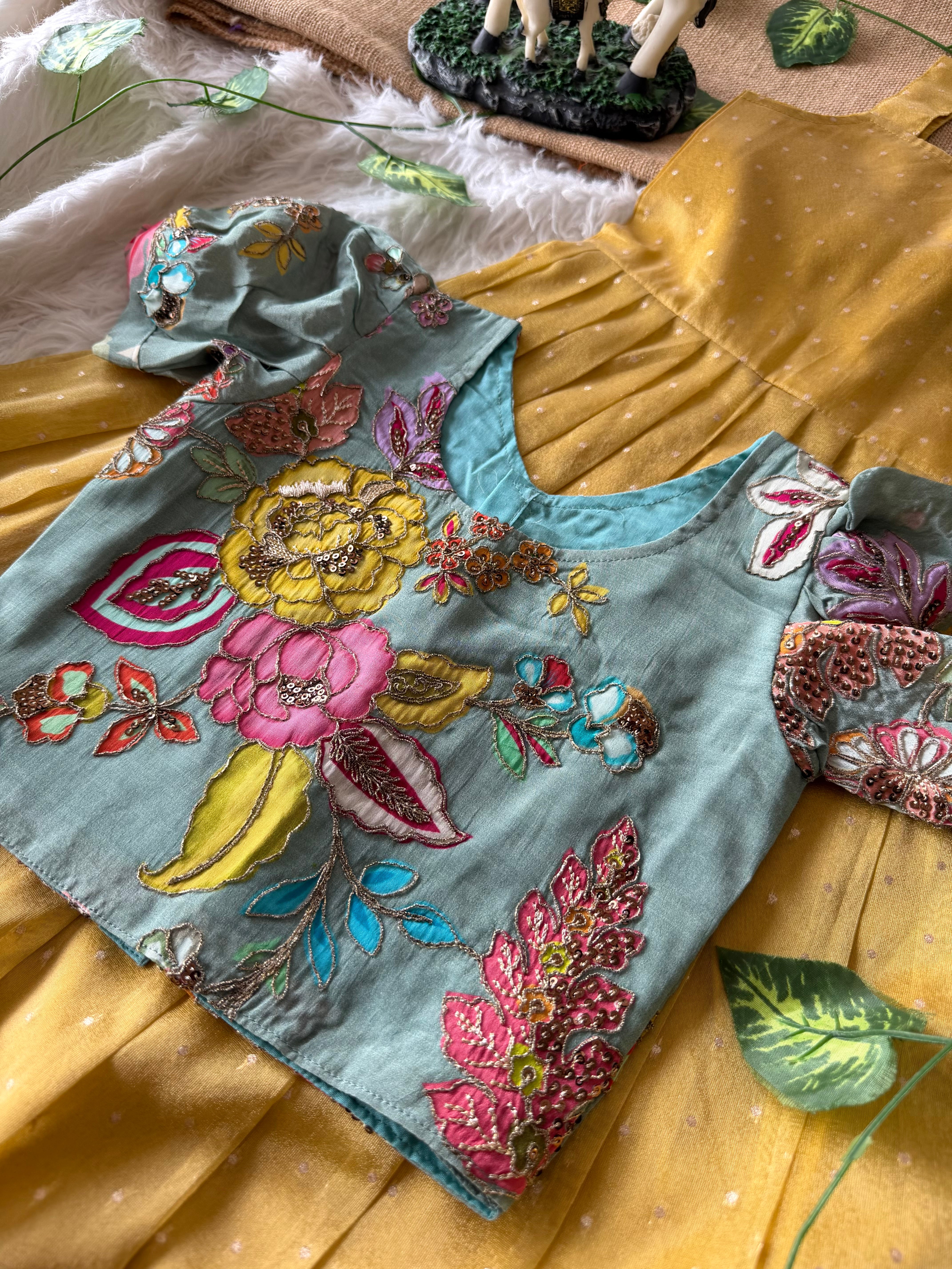 ✨ “Ethniq Petals” | Kids Gown with Coat | Code: SA2027