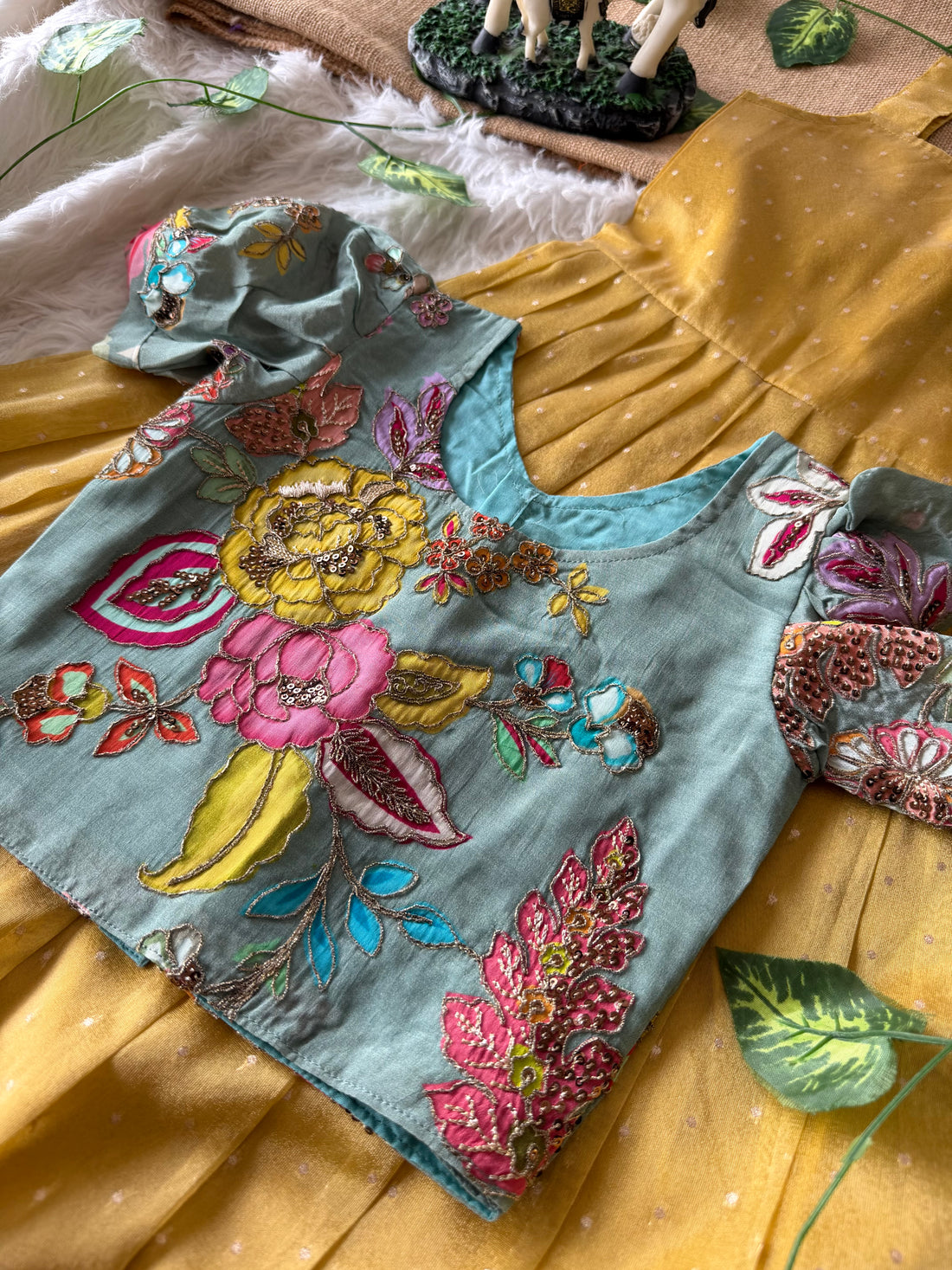 ✨ “Ethniq Petals” | Kids Gown with Coat | Code: SA2027