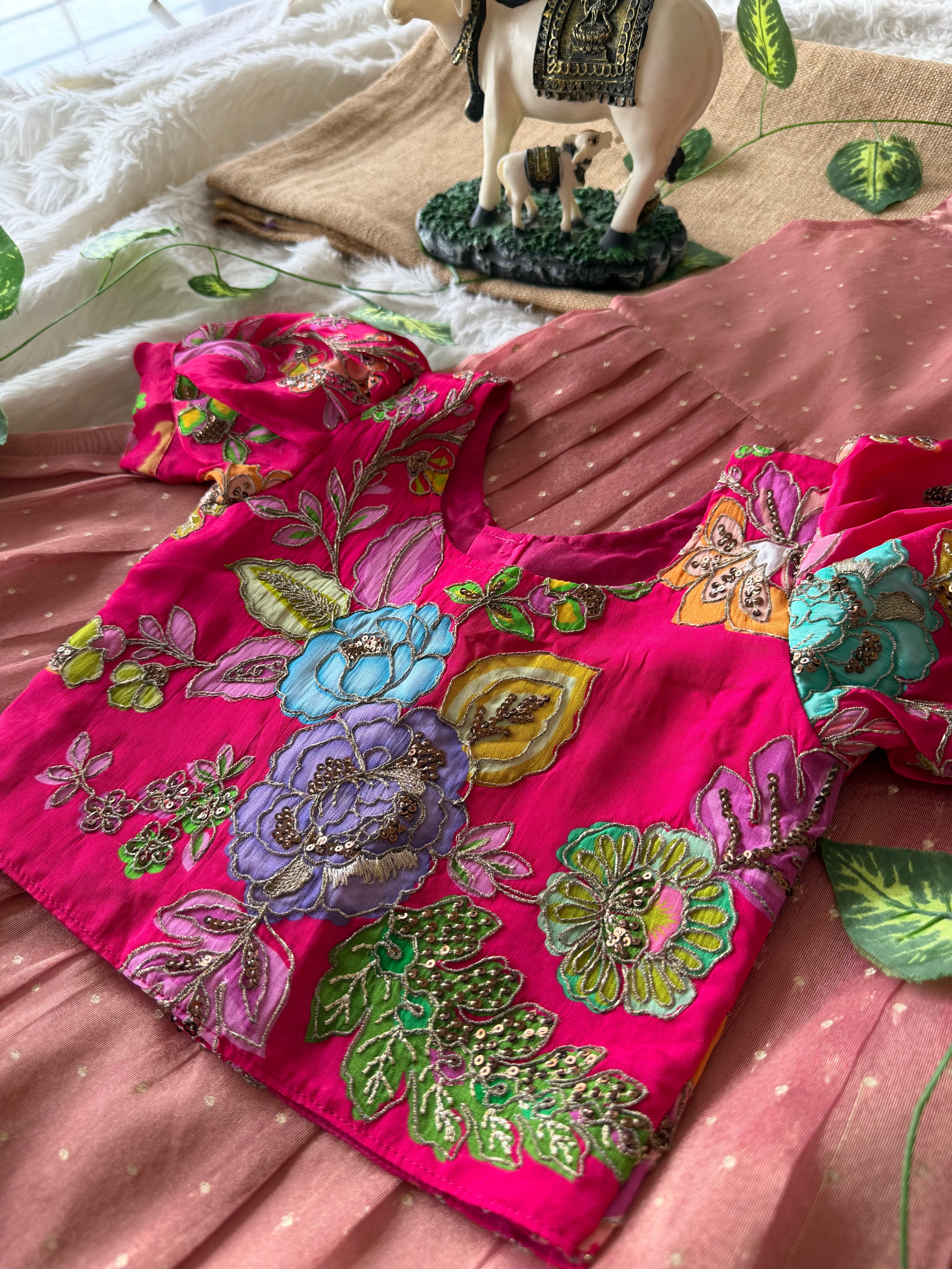 ✨ “Ethniq Petals” | Kids Gown with Coat | Code: SA2027