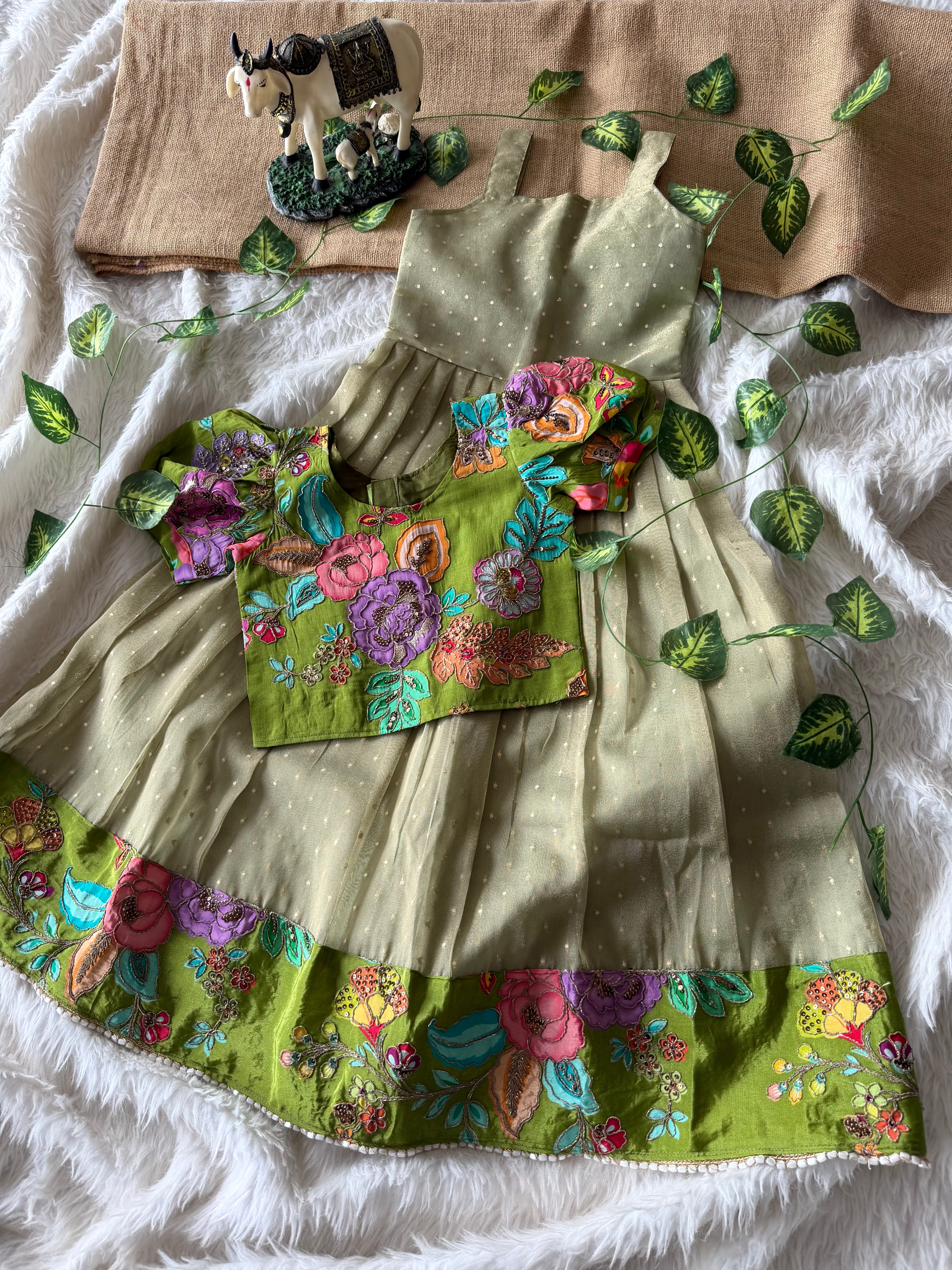 ✨ “Ethniq Petals” | Kids Gown with Coat | Code: SA2027