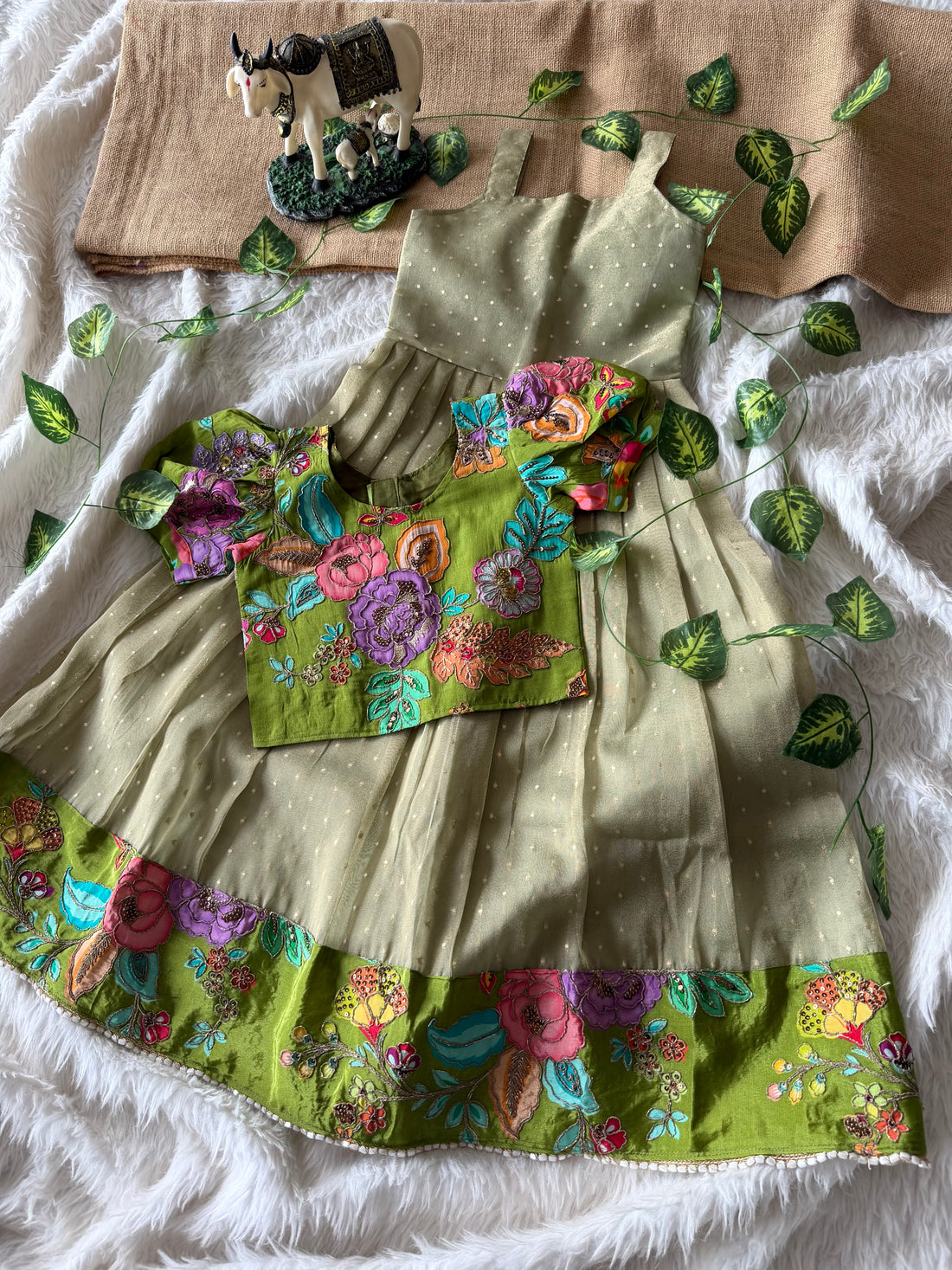 ✨ “Ethniq Petals” | Kids Gown with Coat | Code: SA2027