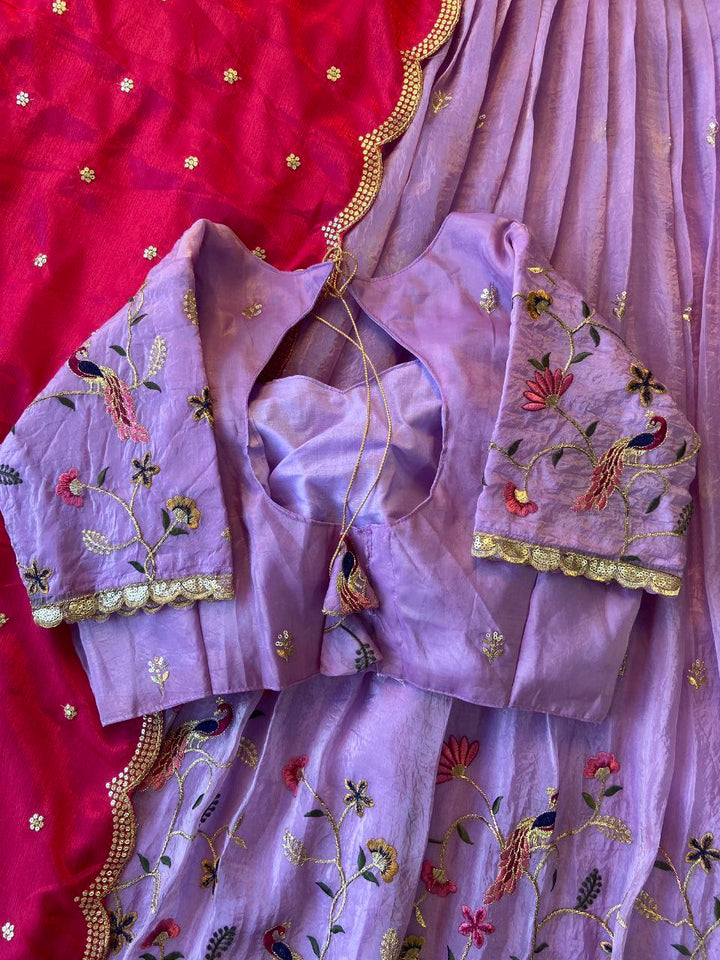 Peacock Beauty Lehenga Choli Set with Dupatta – Embroidered Crush Silk Designer Set