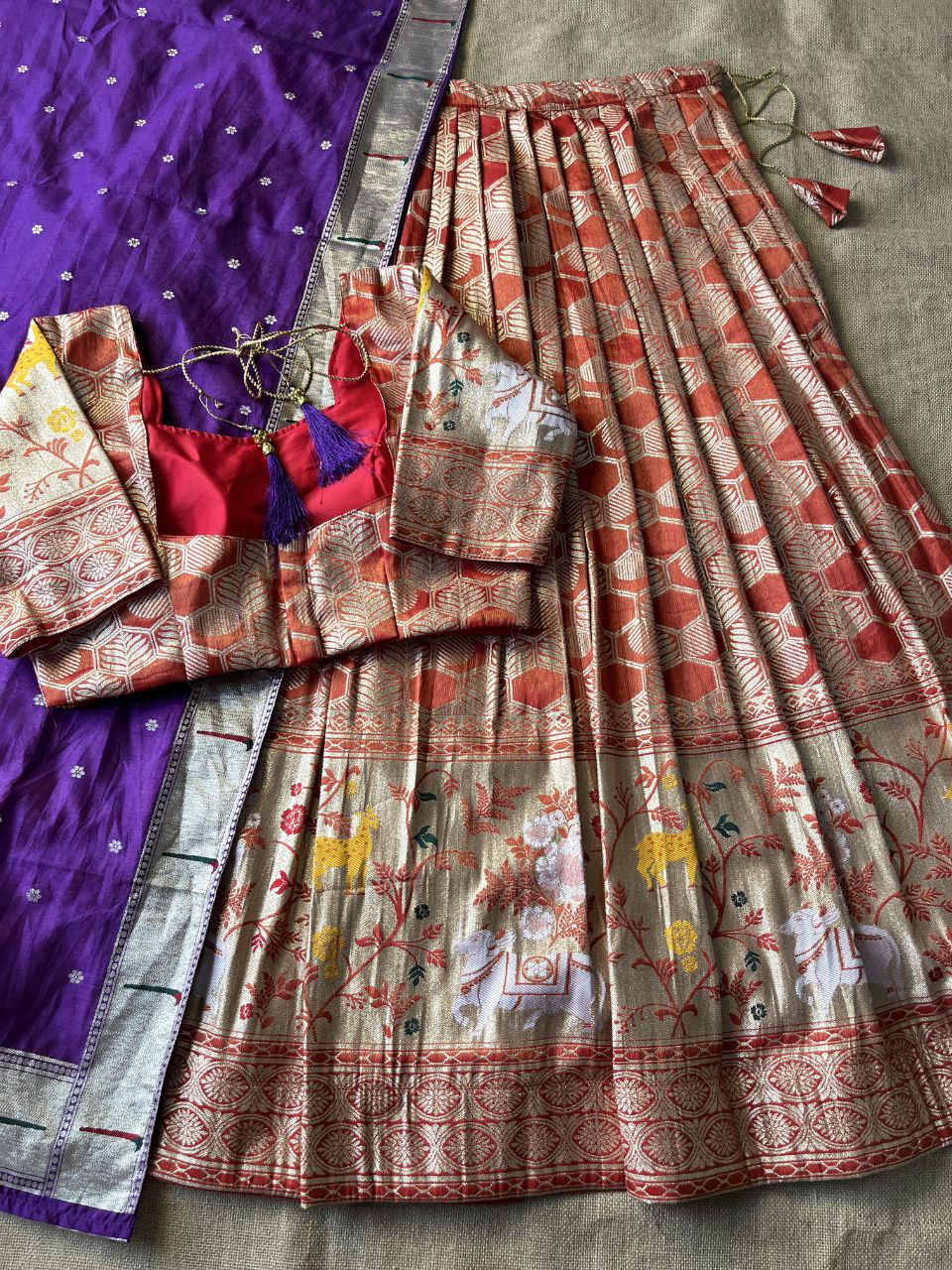 Pichwai Tissue Silk Lehenga Set with Paithani Dupatta – Premium Festive Wear