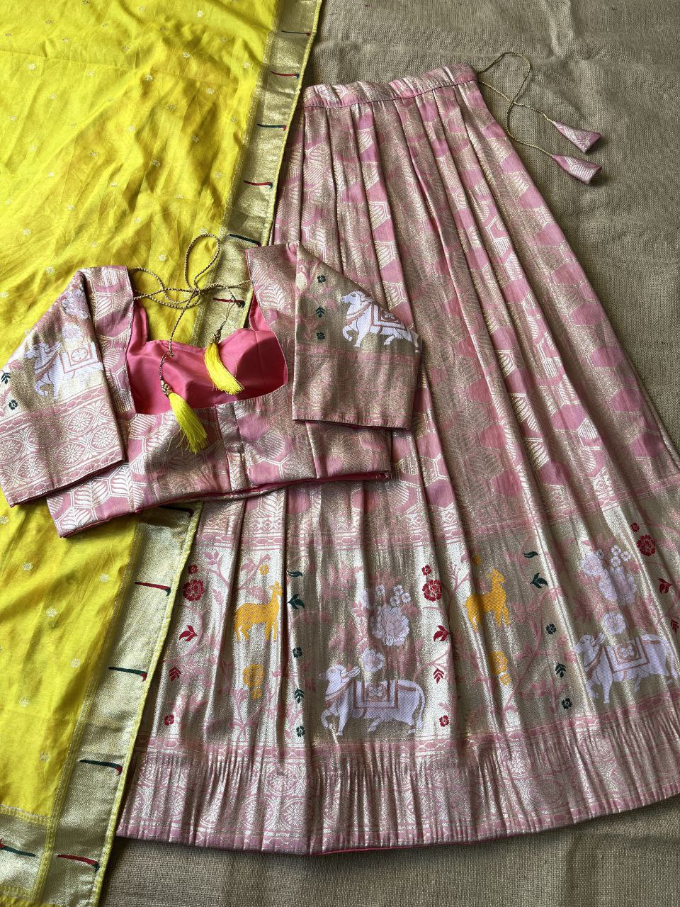 Pichwai Tissue Silk Lehenga Set with Paithani Dupatta – Premium Festive Wear