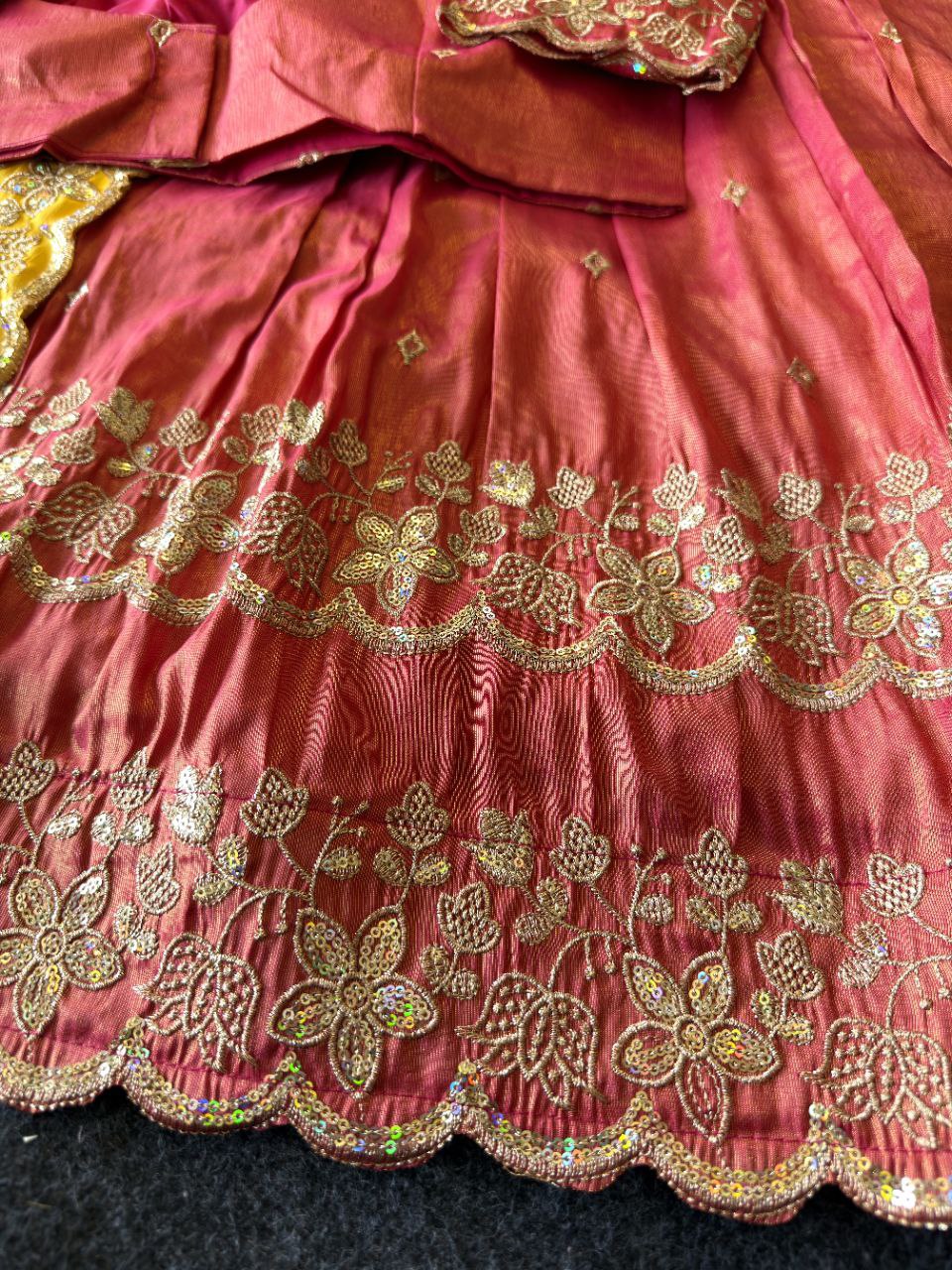 Graceful Bloom Designer Lehenga Set in Viscose Tissue with Embroidery