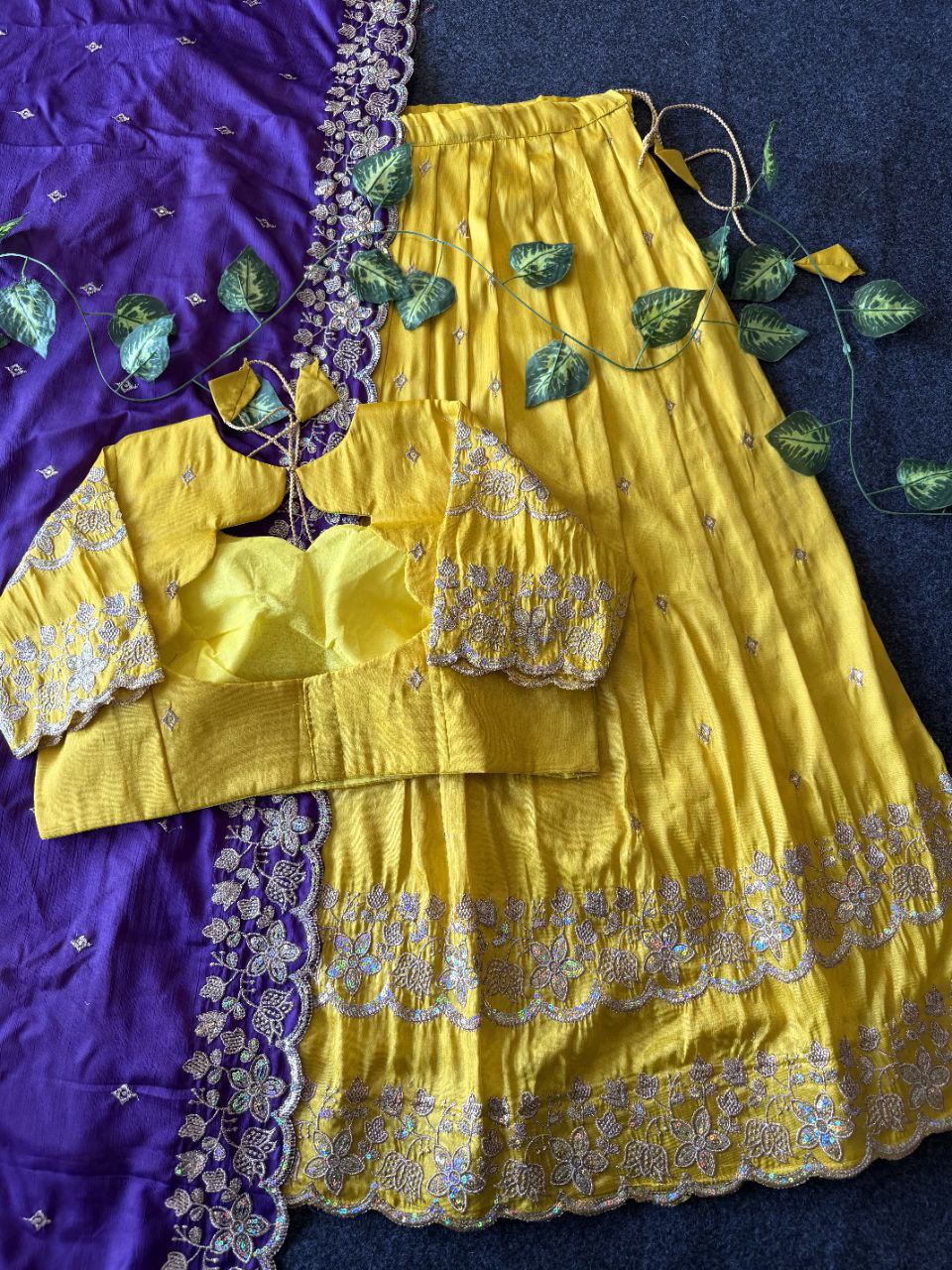 Graceful Bloom Designer Lehenga Set in Viscose Tissue with Embroidery