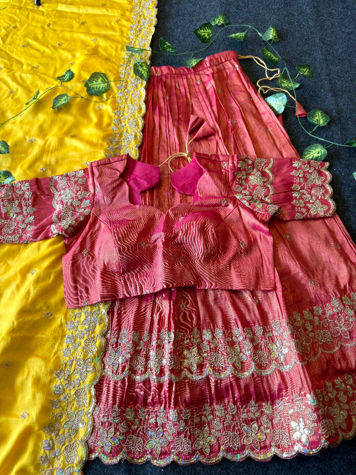 Graceful Bloom Designer Lehenga Set in Viscose Tissue with Embroidery