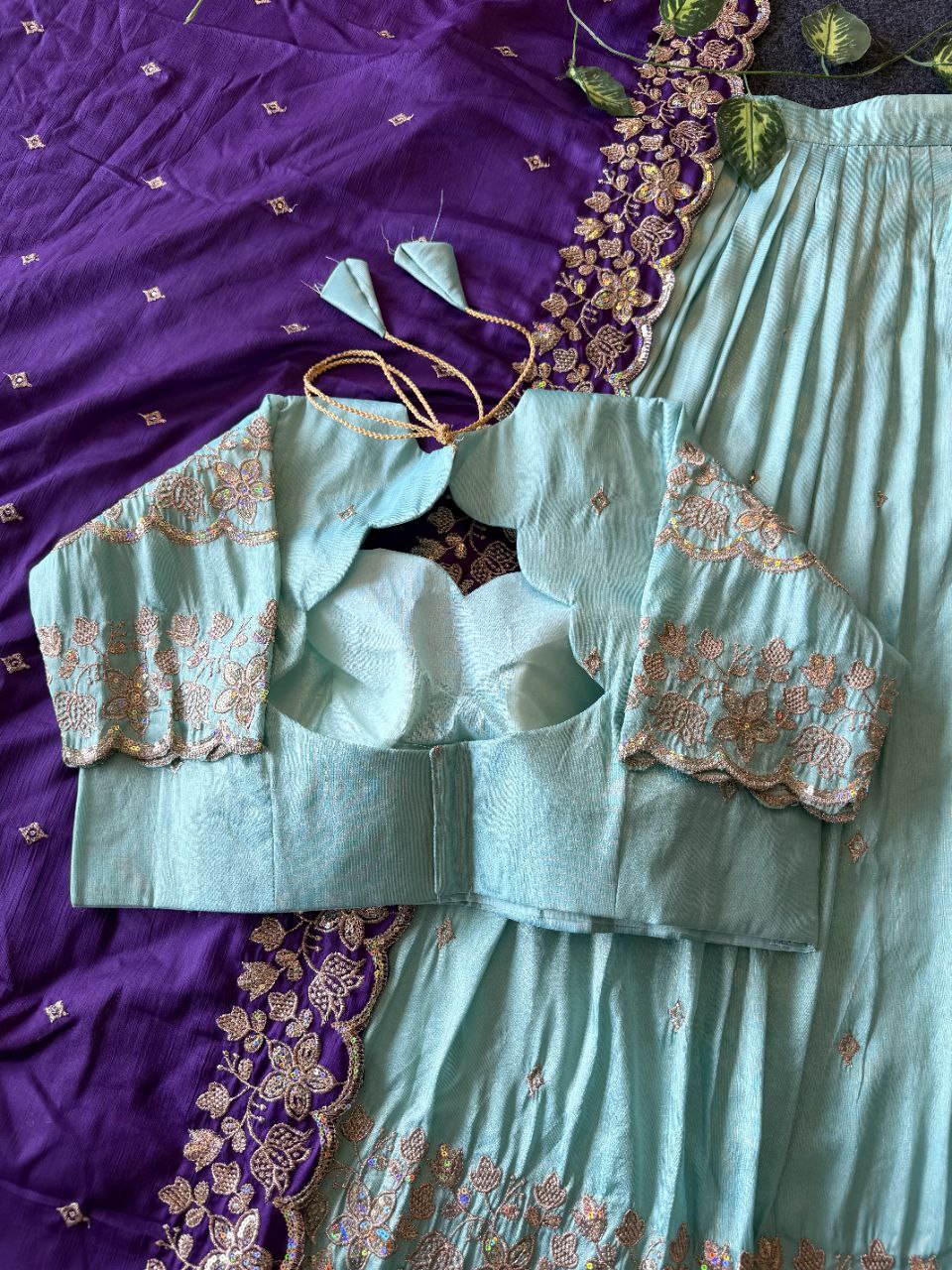 Graceful Bloom Designer Lehenga Set in Viscose Tissue with Embroidery