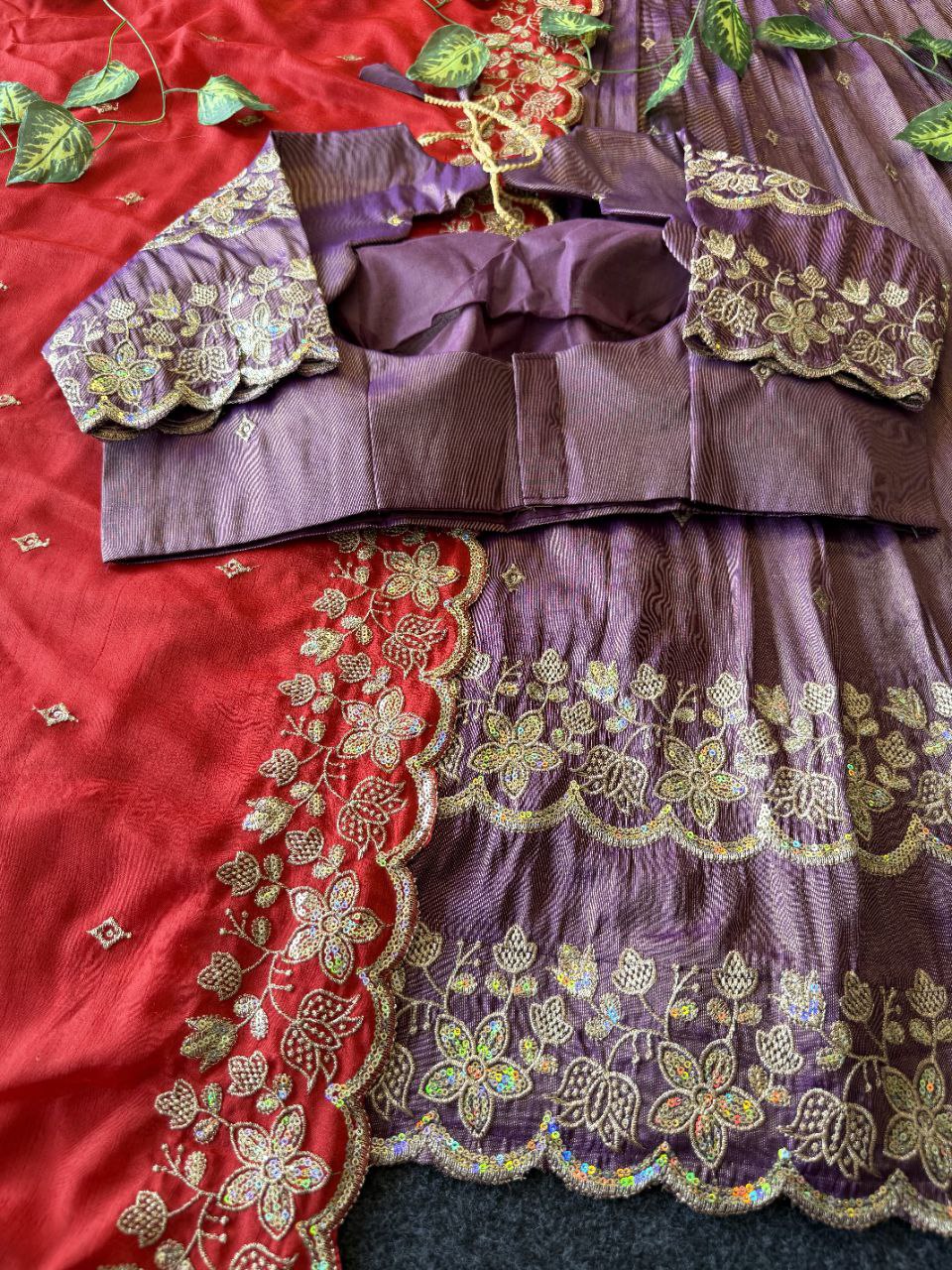 Graceful Bloom Designer Lehenga Set in Viscose Tissue with Embroidery