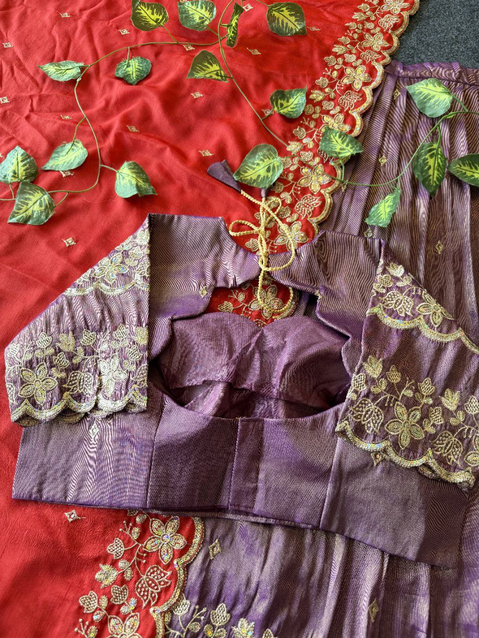 Graceful Bloom Designer Lehenga Set in Viscose Tissue with Embroidery