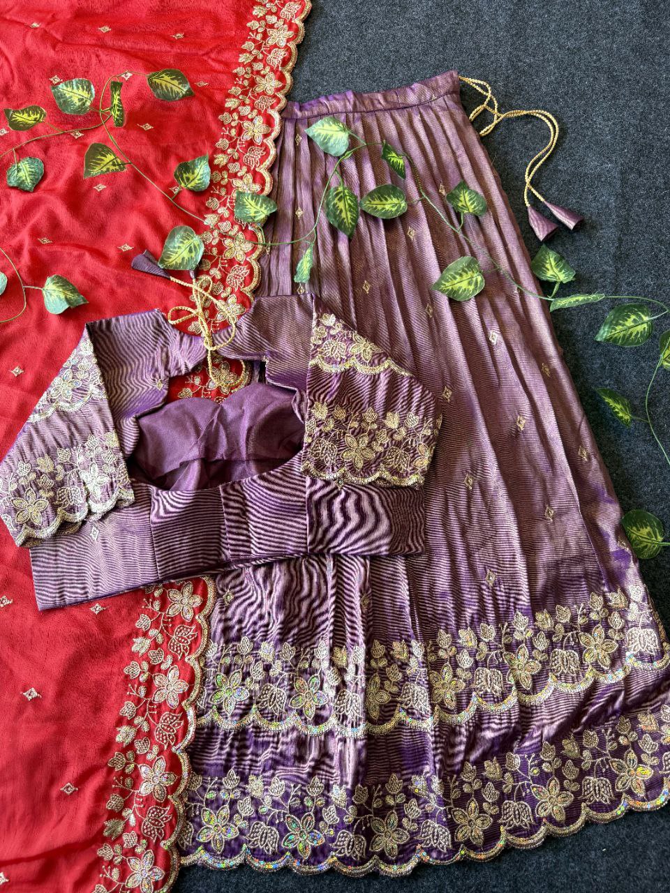 Graceful Bloom Designer Lehenga Set in Viscose Tissue with Embroidery