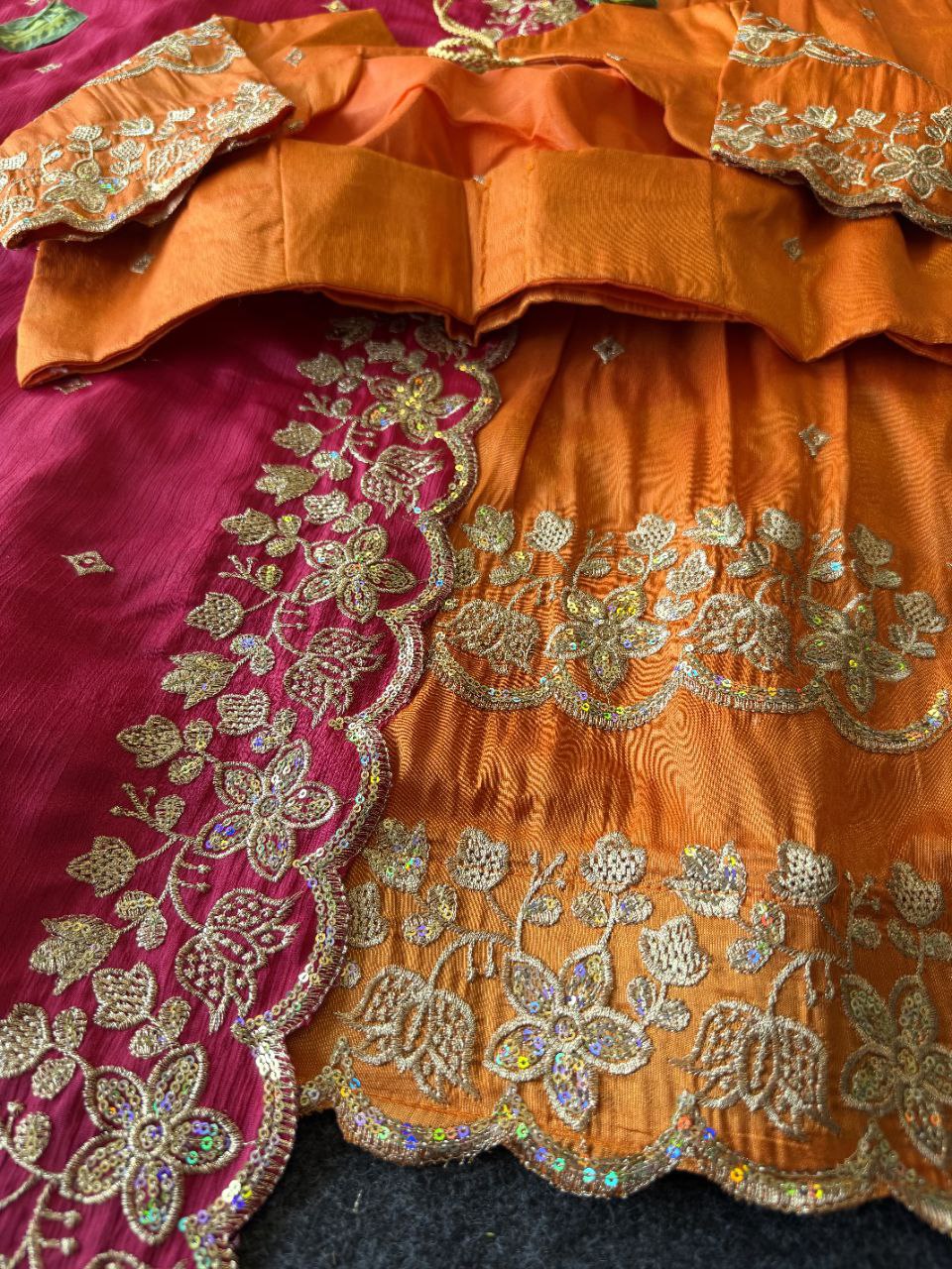Graceful Bloom Designer Lehenga Set in Viscose Tissue with Embroidery