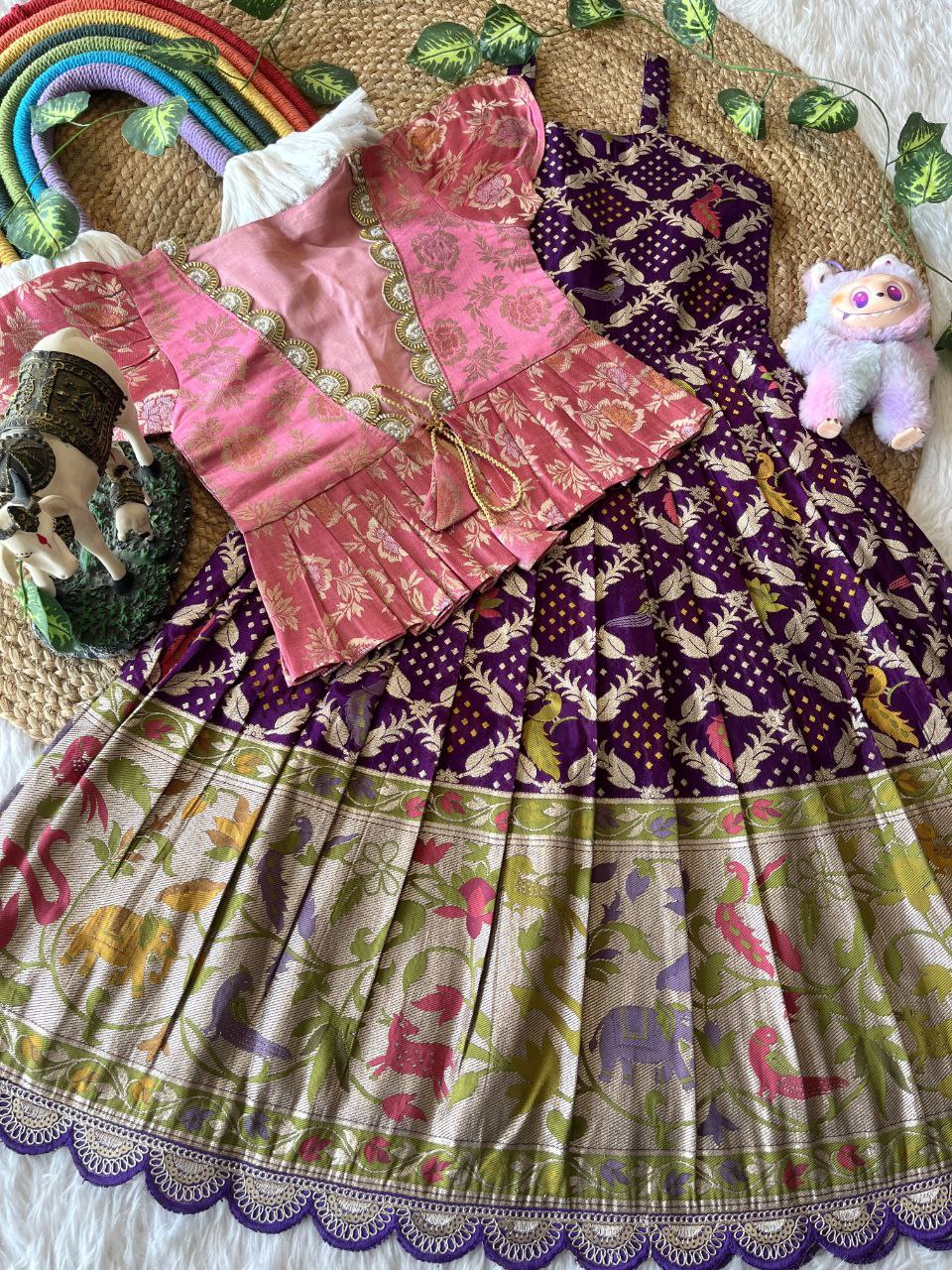 Royal Bandhej Kids Gown With Coat Model