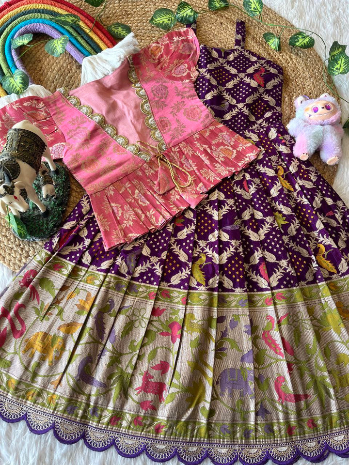 Royal Bandhej Kids Gown With Coat Model