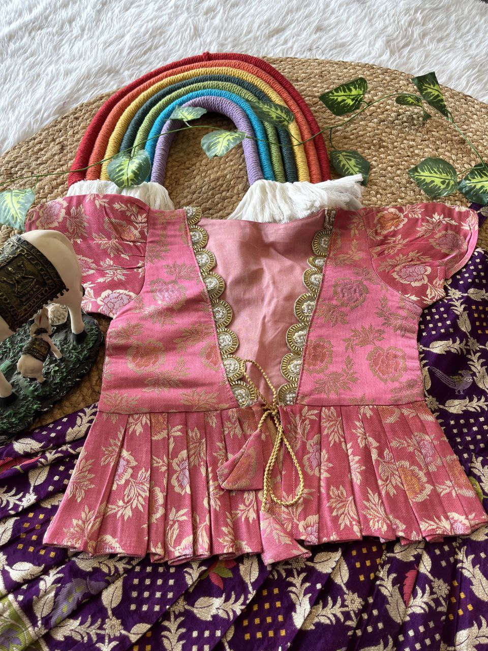 Royal Bandhej Kids Gown With Coat Model