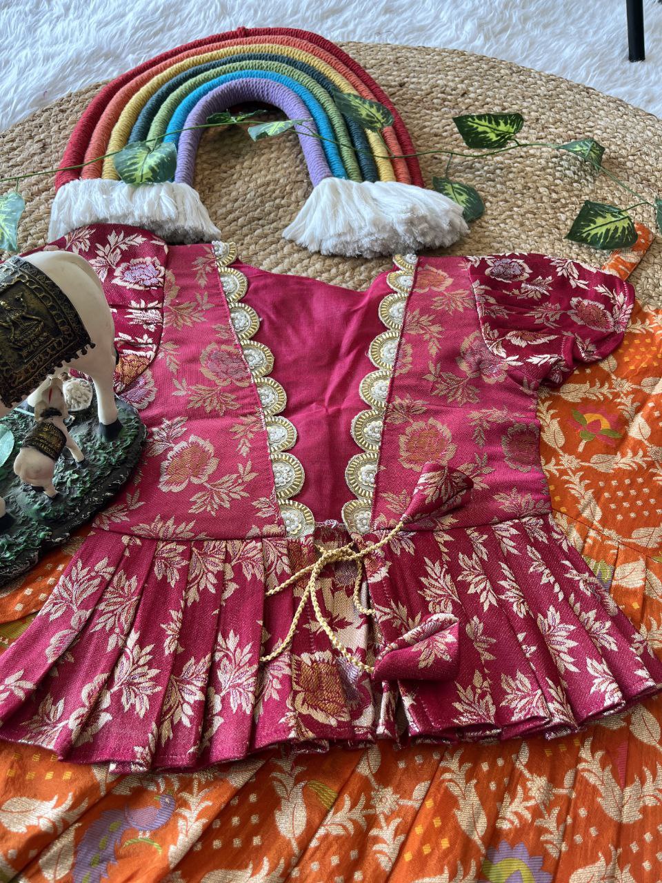 Royal Bandhej Kids Gown With Coat Model