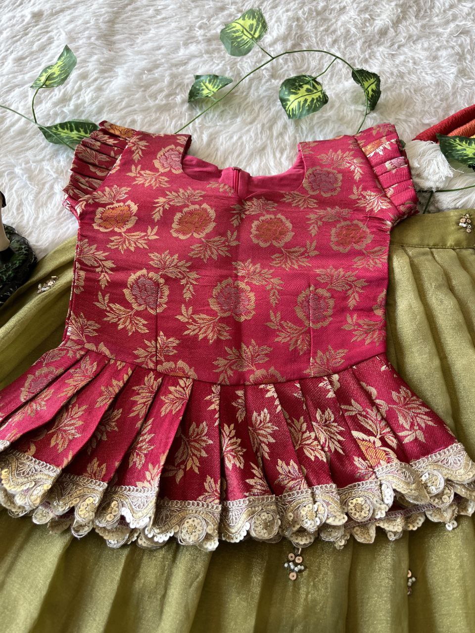 Elephant Garden Kids Festive Lehenga Set with Designer Satin Blouse
