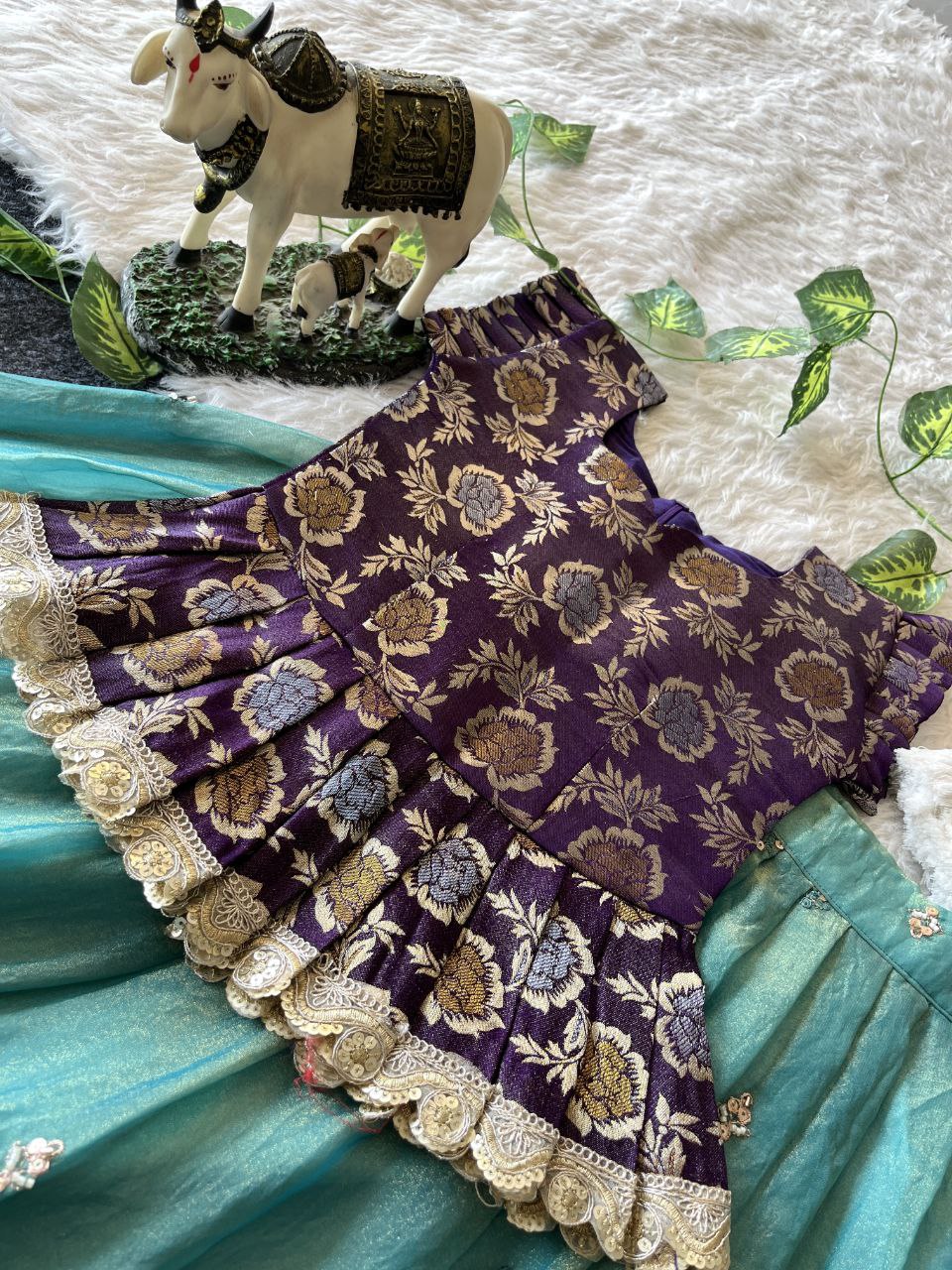 Elephant Garden Kids Festive Lehenga Set with Designer Satin Blouse