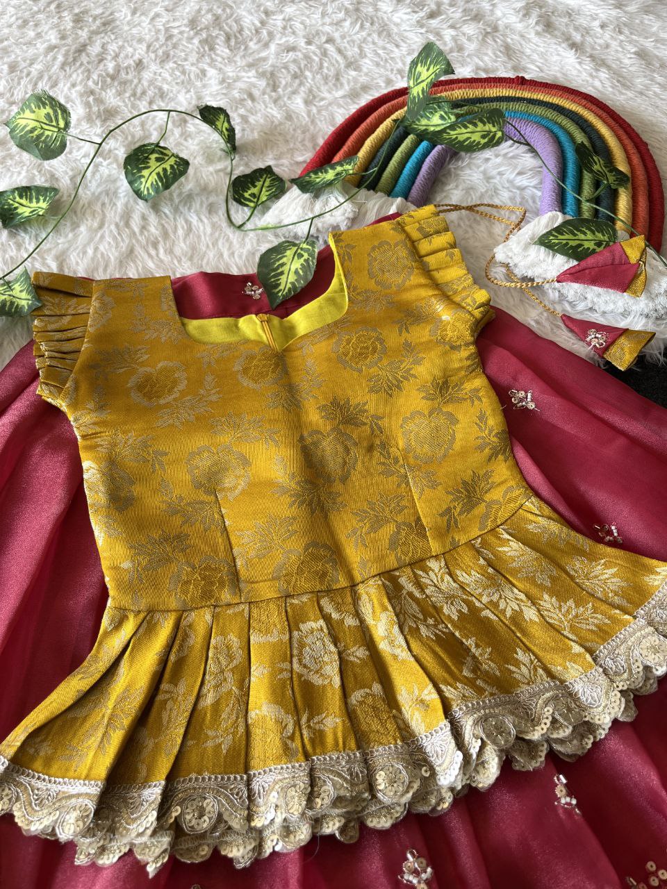 Elephant Garden Kids Festive Lehenga Set with Designer Satin Blouse