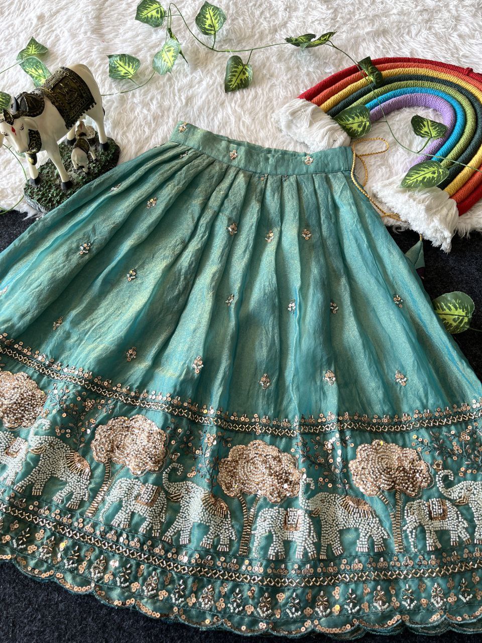 Elephant Garden Kids Festive Lehenga Set with Designer Satin Blouse