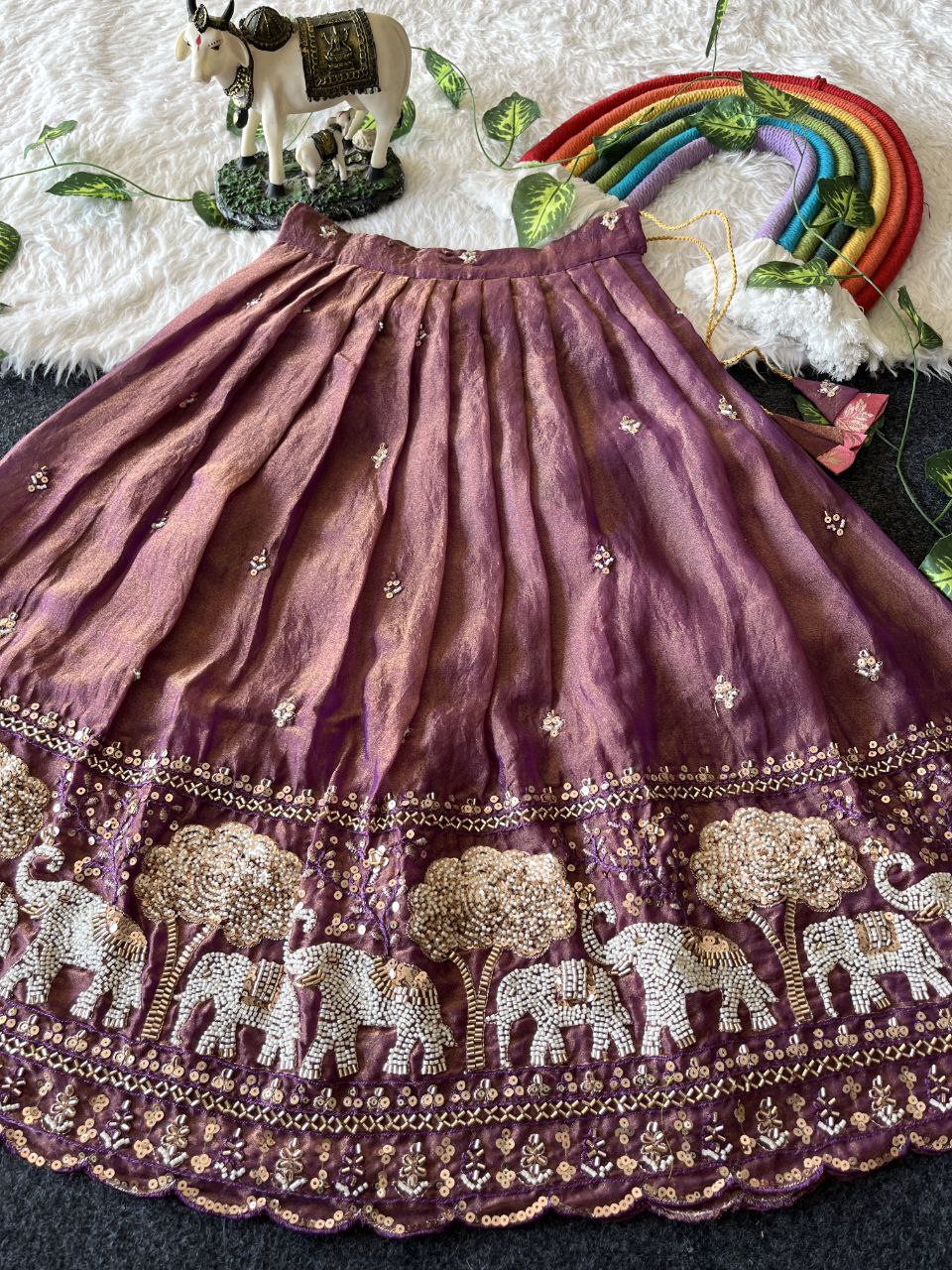 Elephant Garden Kids Festive Lehenga Set with Designer Satin Blouse