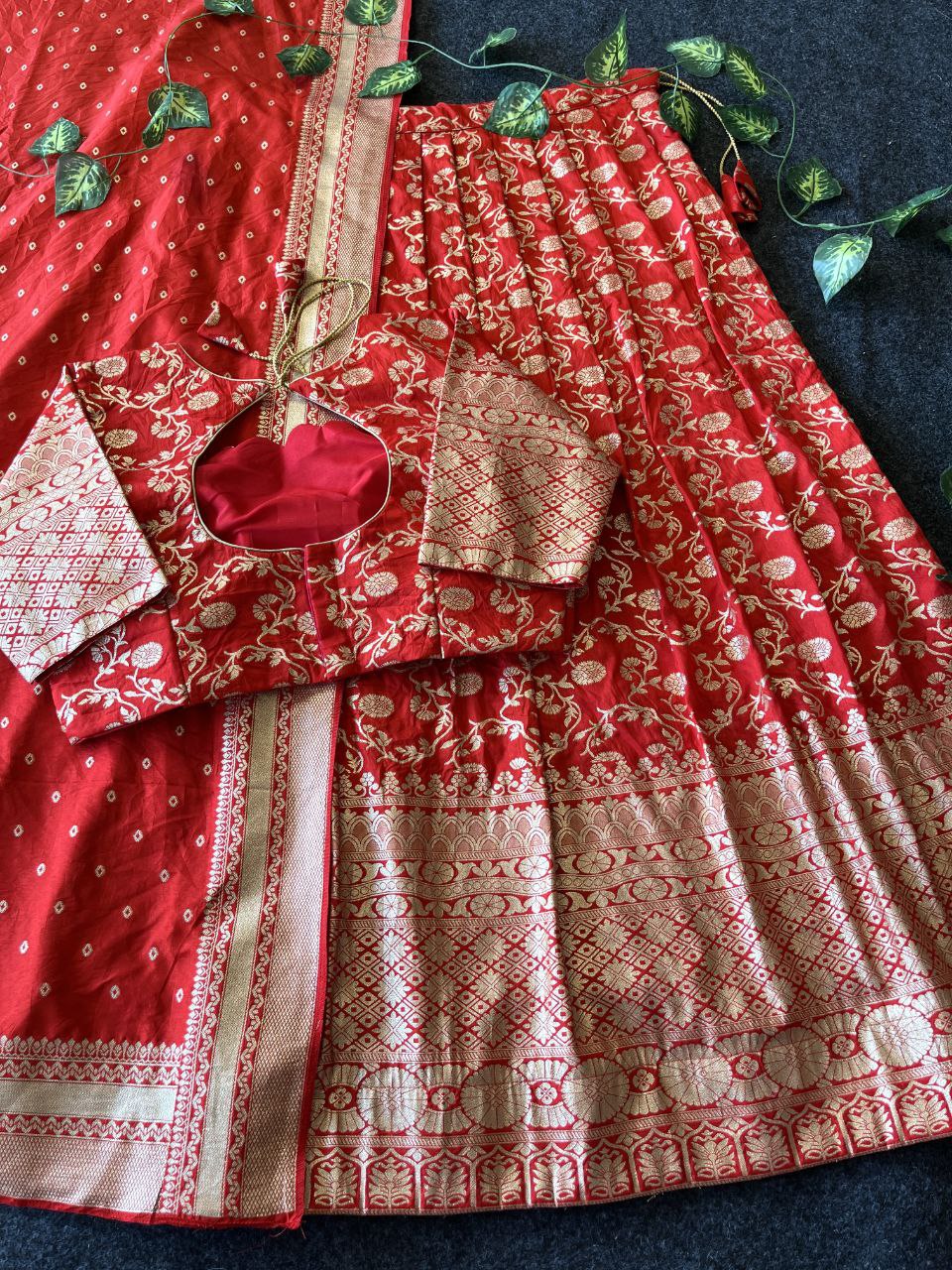 Pattu Style Premium Dola Silk Lehenga Set with Zari Weaving