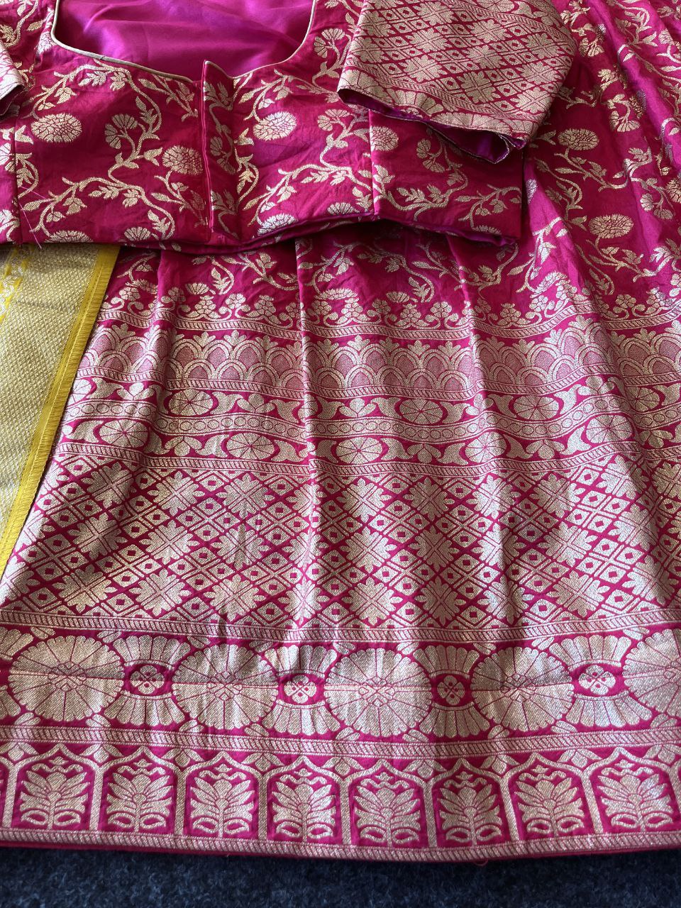 Pattu Style Premium Dola Silk Lehenga Set with Zari Weaving