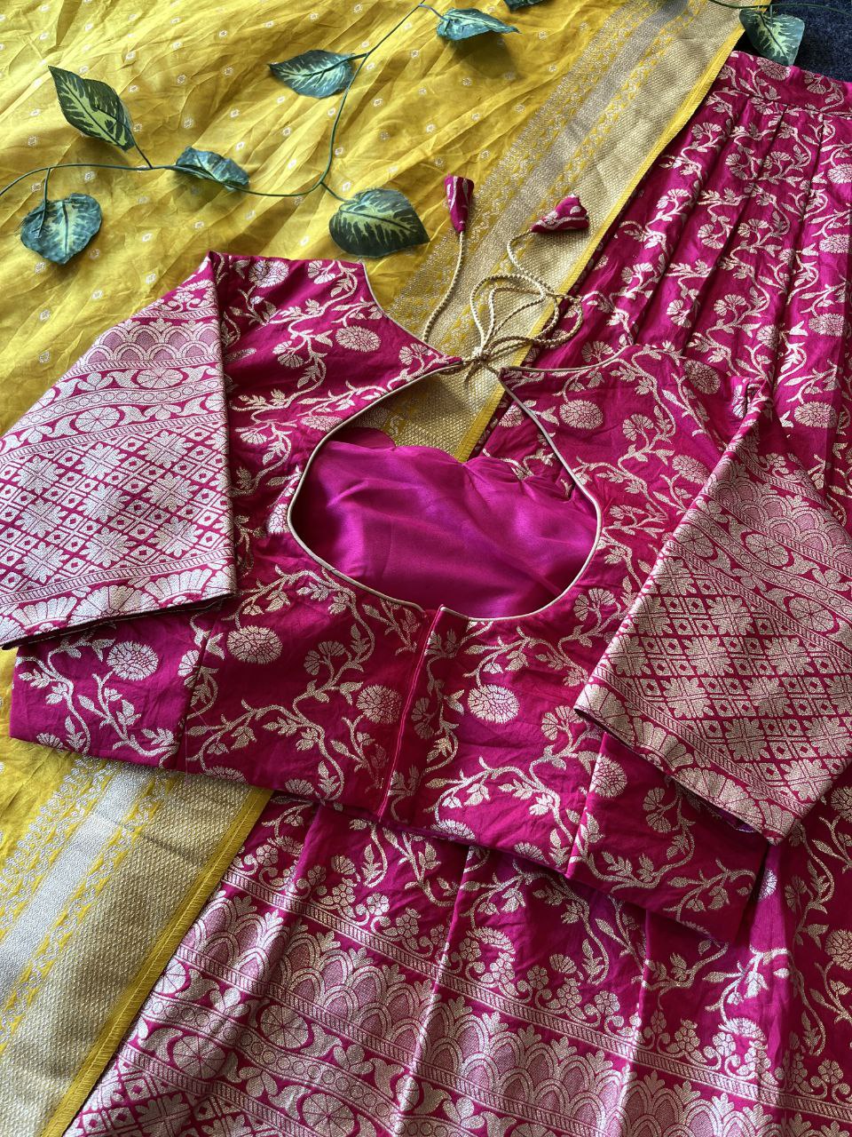 Pattu Style Premium Dola Silk Lehenga Set with Zari Weaving