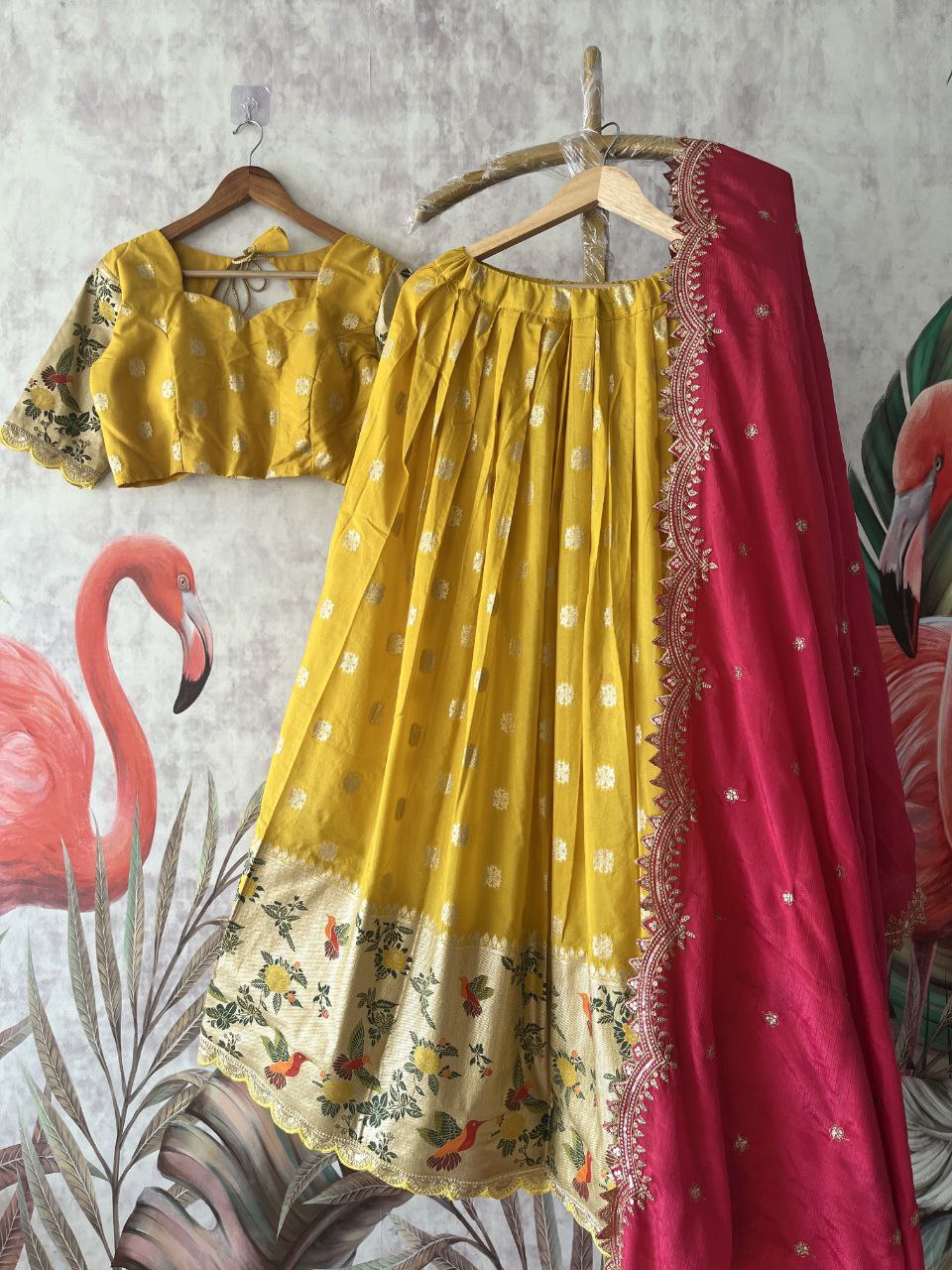 Royal Bird Weave Lehenga with soft crepe fabric